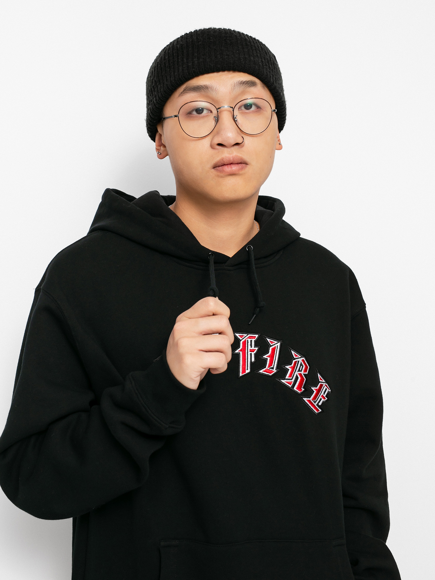 Bluza z kapturem Spitfire Old E HD (black w/red embroidery)