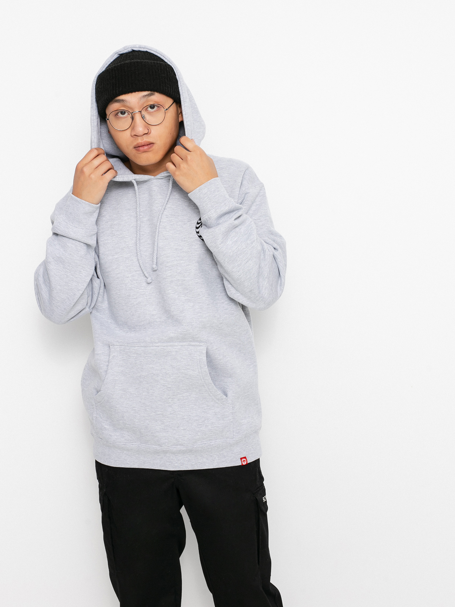 Bluza z kapturem Spitfire Skewed Classic HD (grey heather w/black prints)