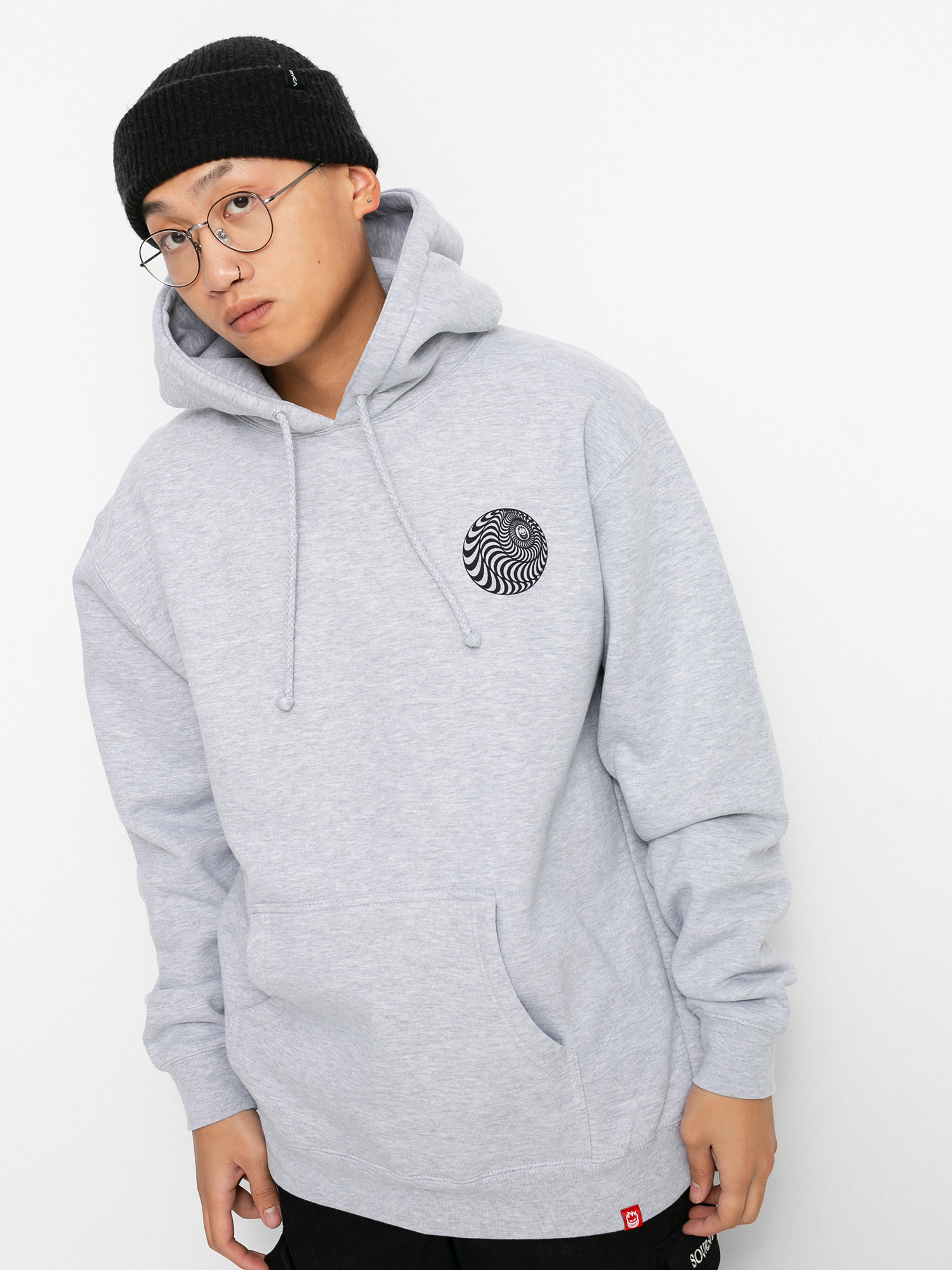 Bluza z kapturem Spitfire Skewed Classic HD (grey heather w/black prints)