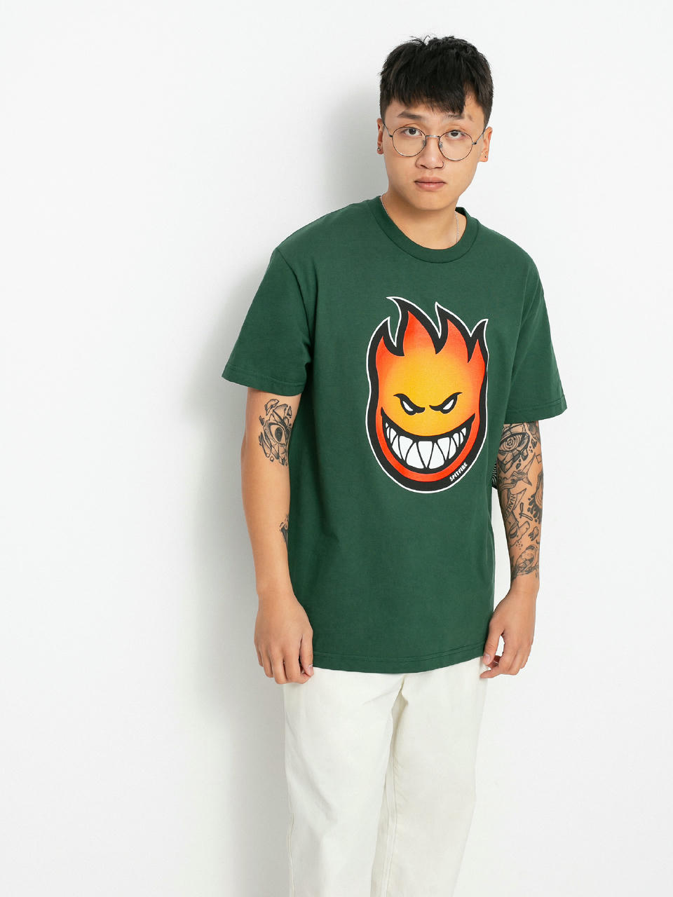 T-shirt Spitfire Bighead Fade Fill (forrest green w/red to gold fade print)