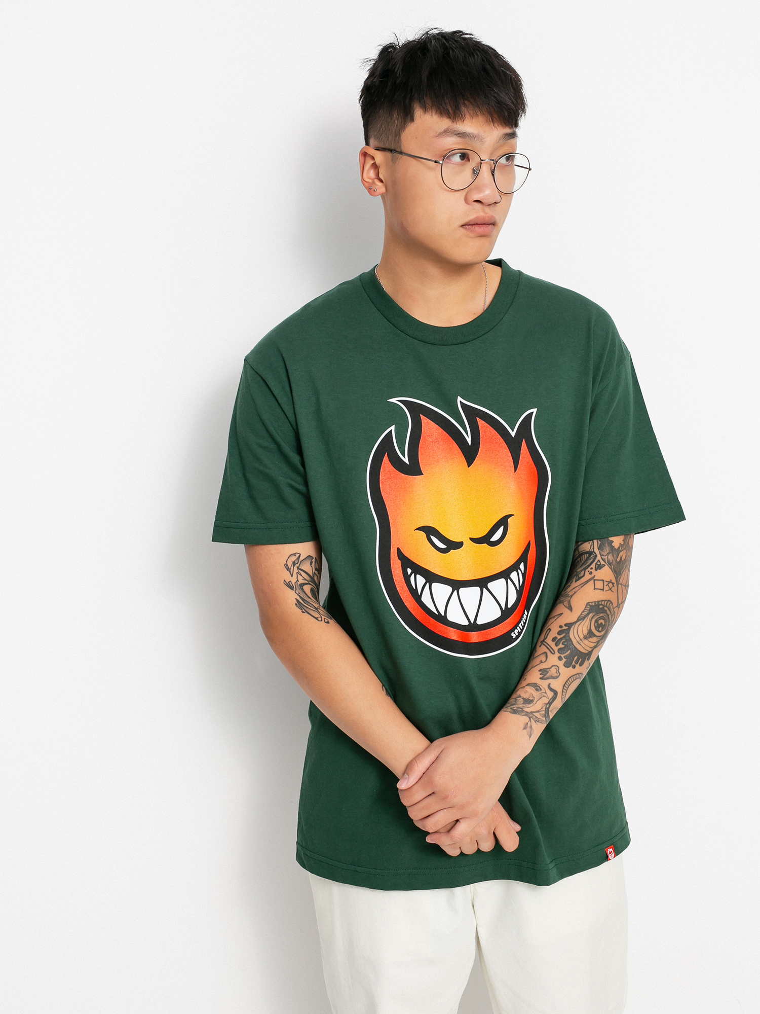 T-shirt Spitfire Bighead Fade Fill (forrest green w/red to gold fade print)