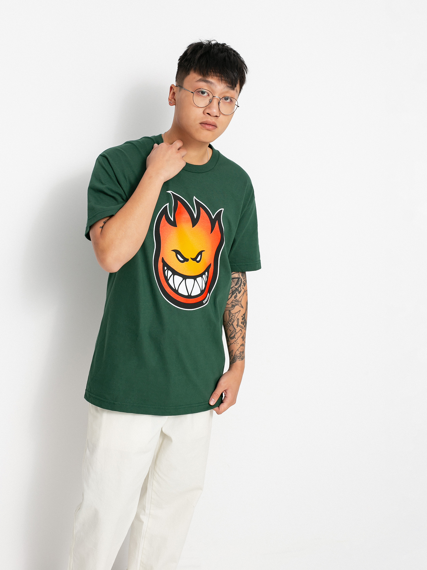 T-shirt Spitfire Bighead Fade Fill (forrest green w/red to gold fade print)