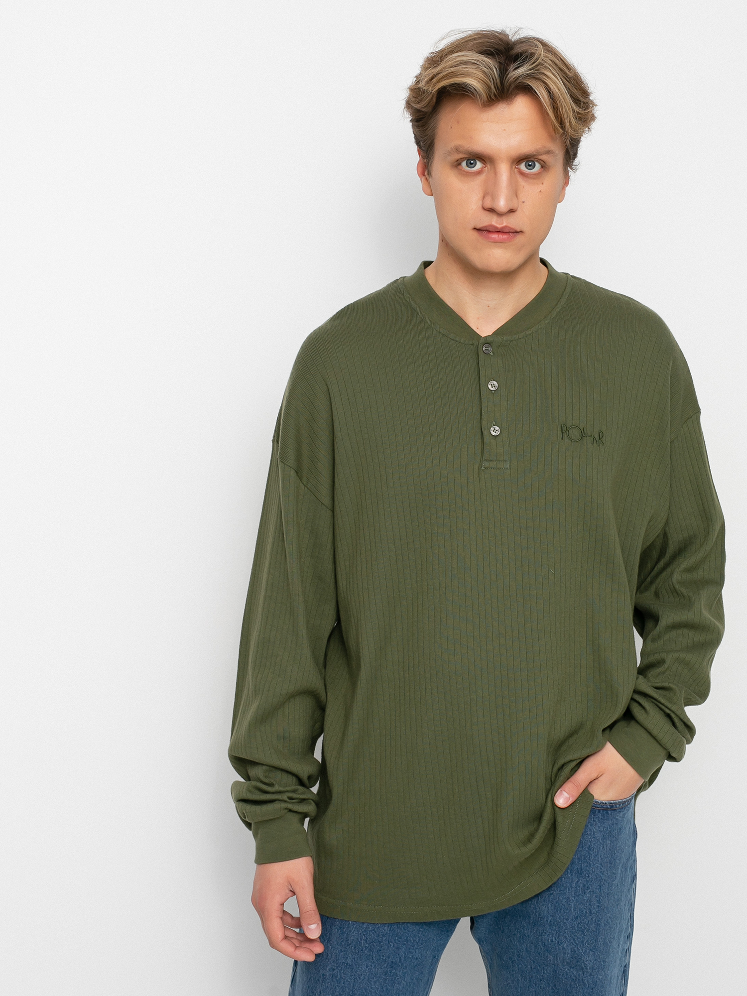 Longsleeve Polar Skate Rib Henley (uniform green)