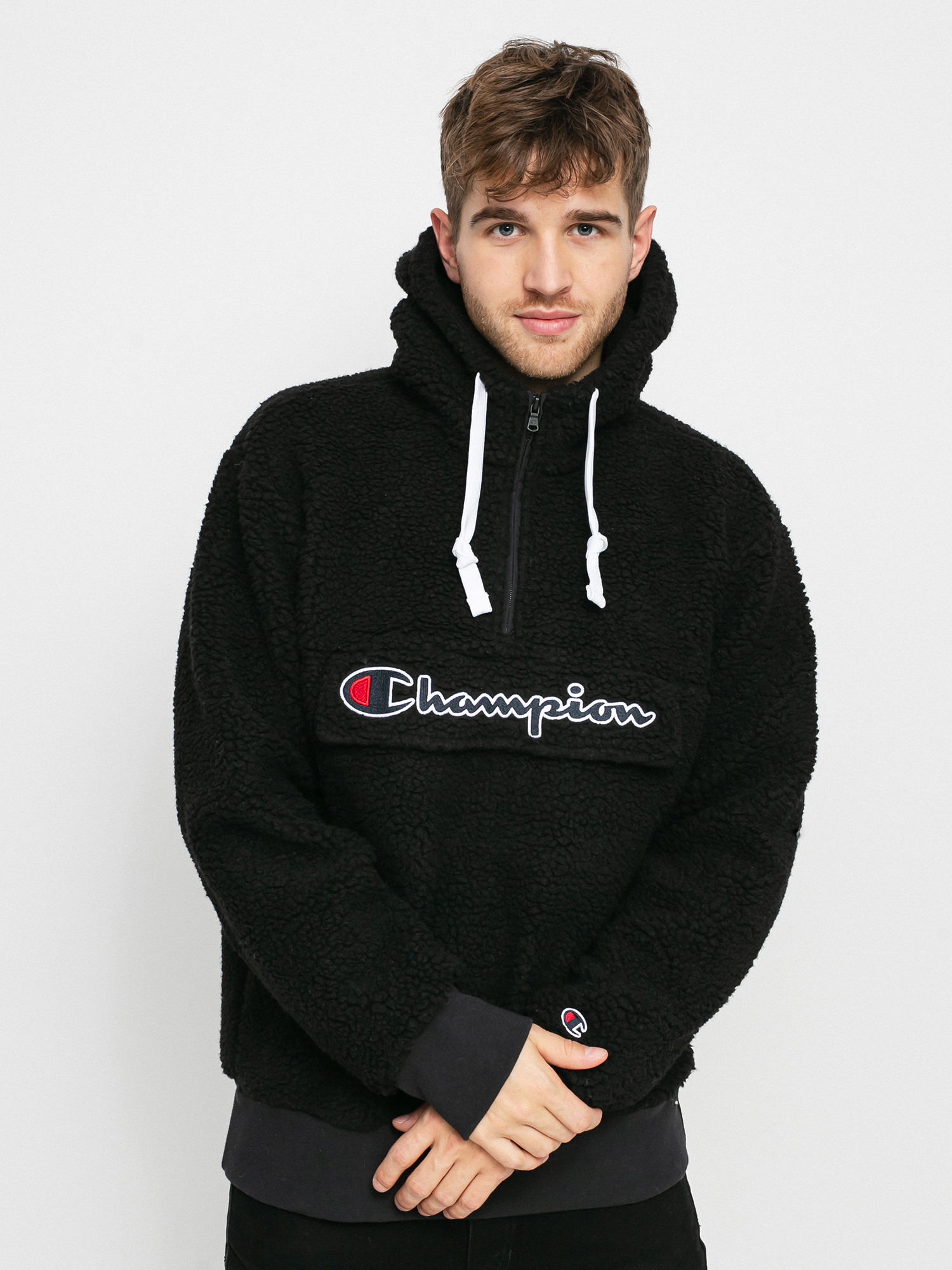 Bluza z kapturem Champion Hooded Half Zip Top 214978 (nbk)