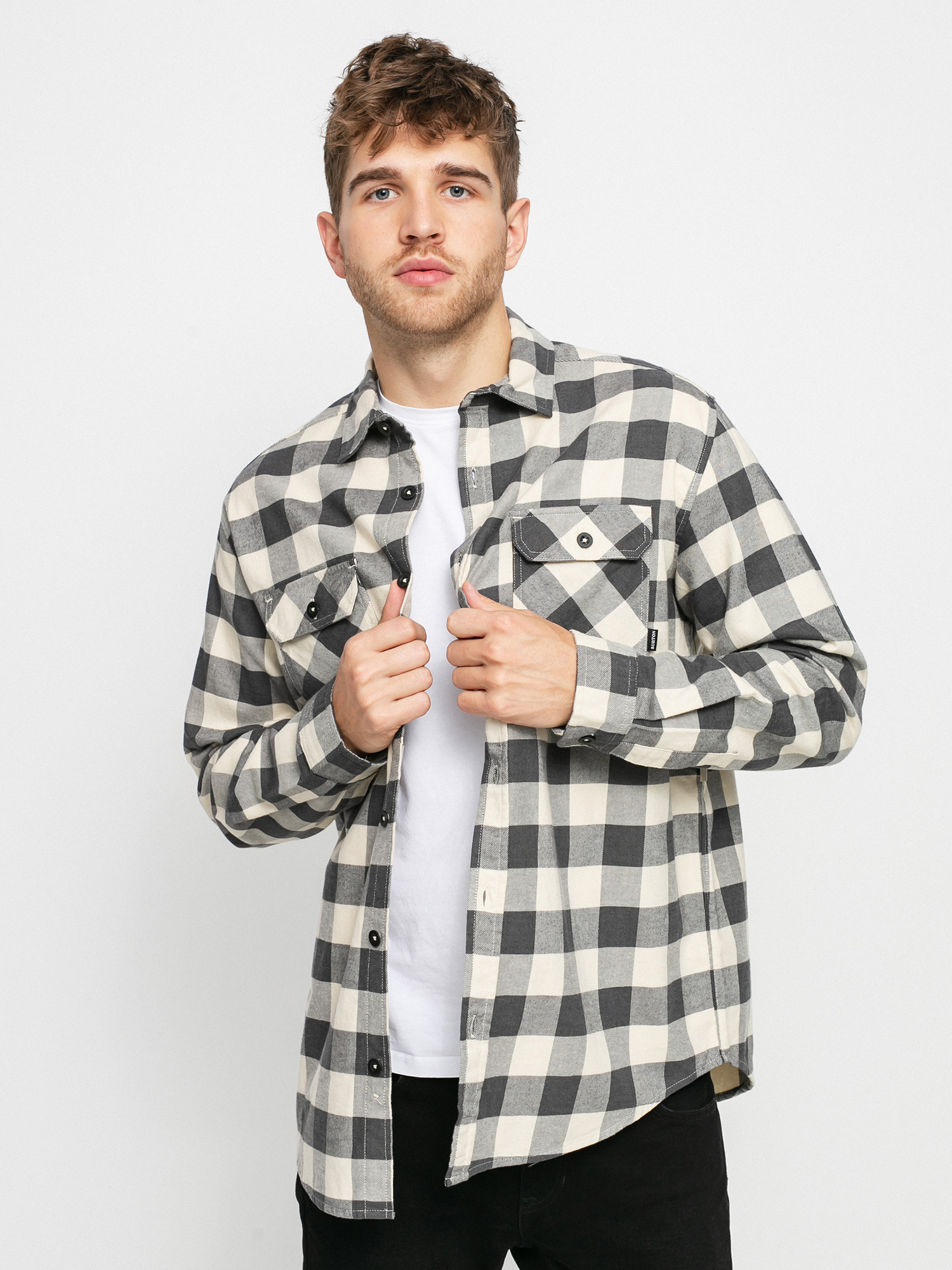 Koszula Burton Brighton Flannel (creme brulee heather buffalo plaid)