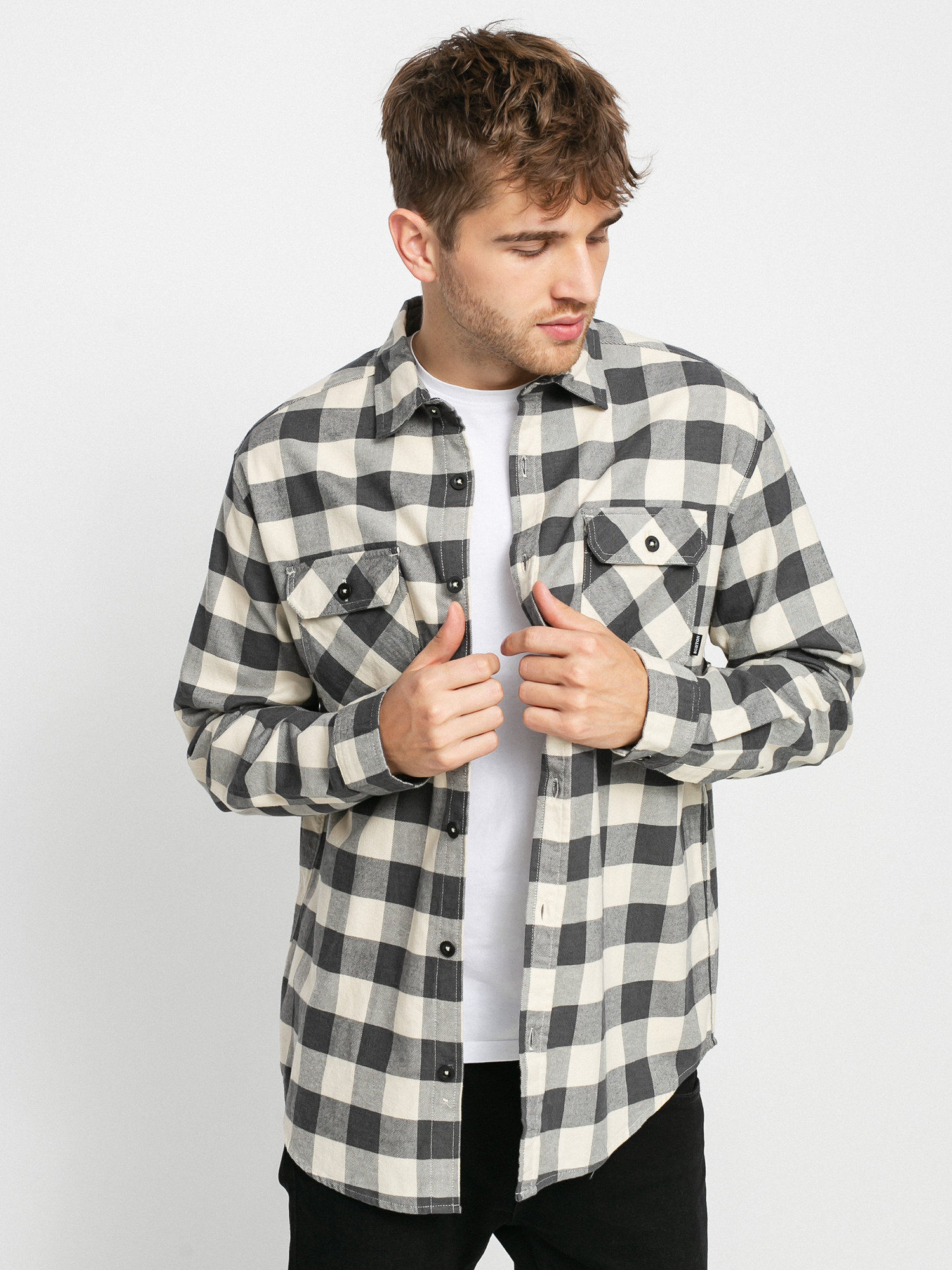 Koszula Burton Brighton Flannel (creme brulee heather buffalo plaid)