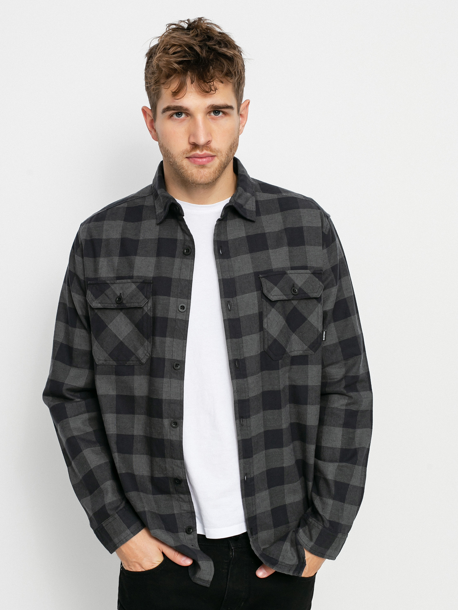 Koszula Burton Brighton Flannel (true black heather buffalo plaid)