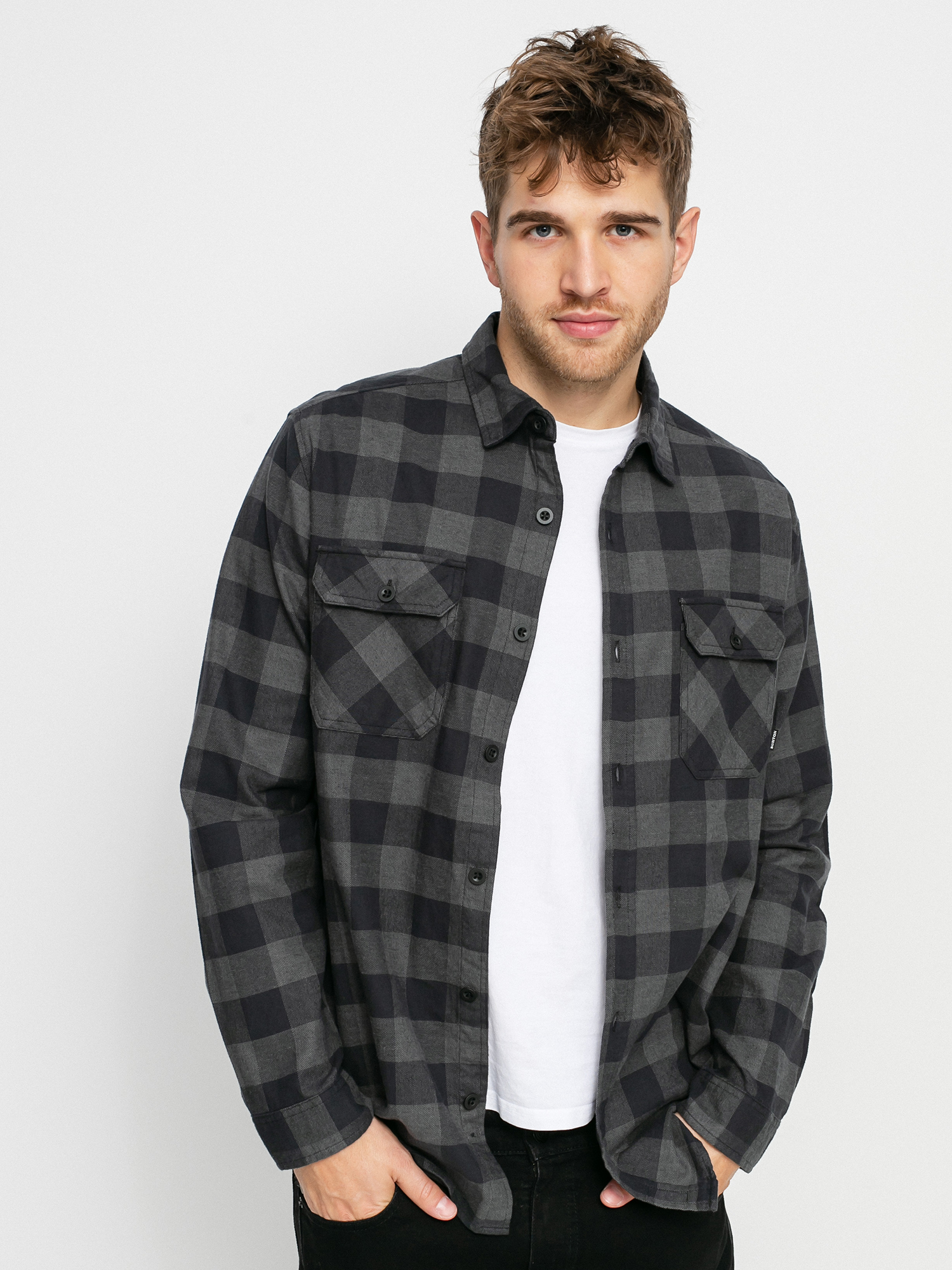 Koszula Burton Brighton Flannel (true black heather buffalo plaid)