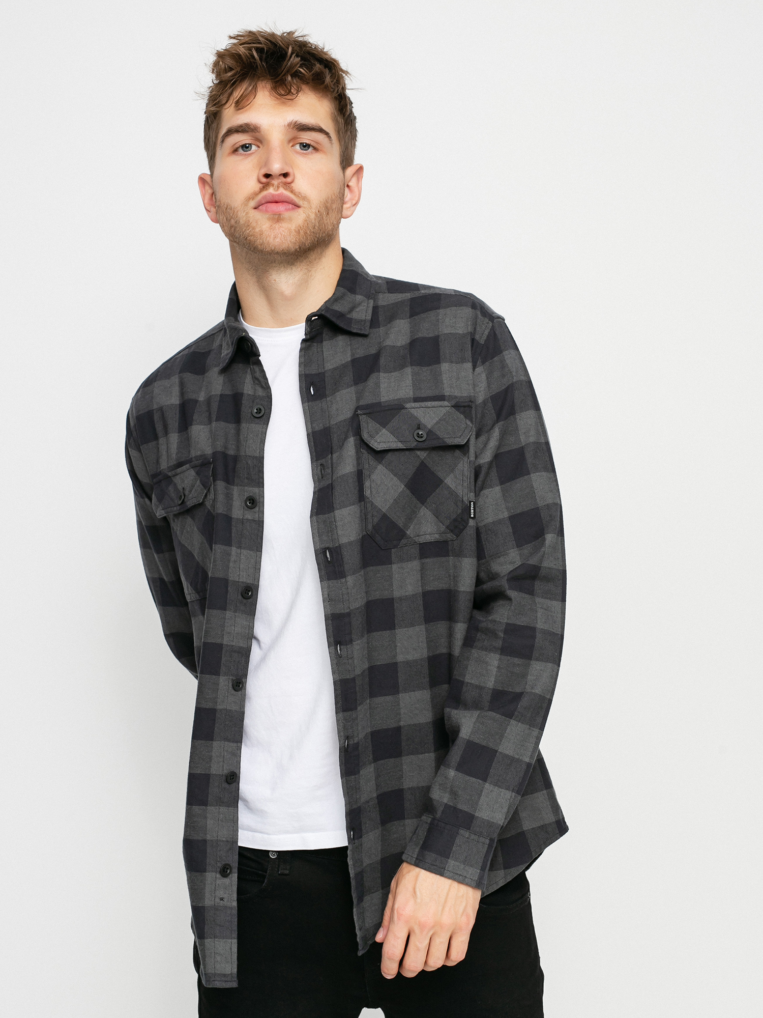 Koszula Burton Brighton Flannel (true black heather buffalo plaid)