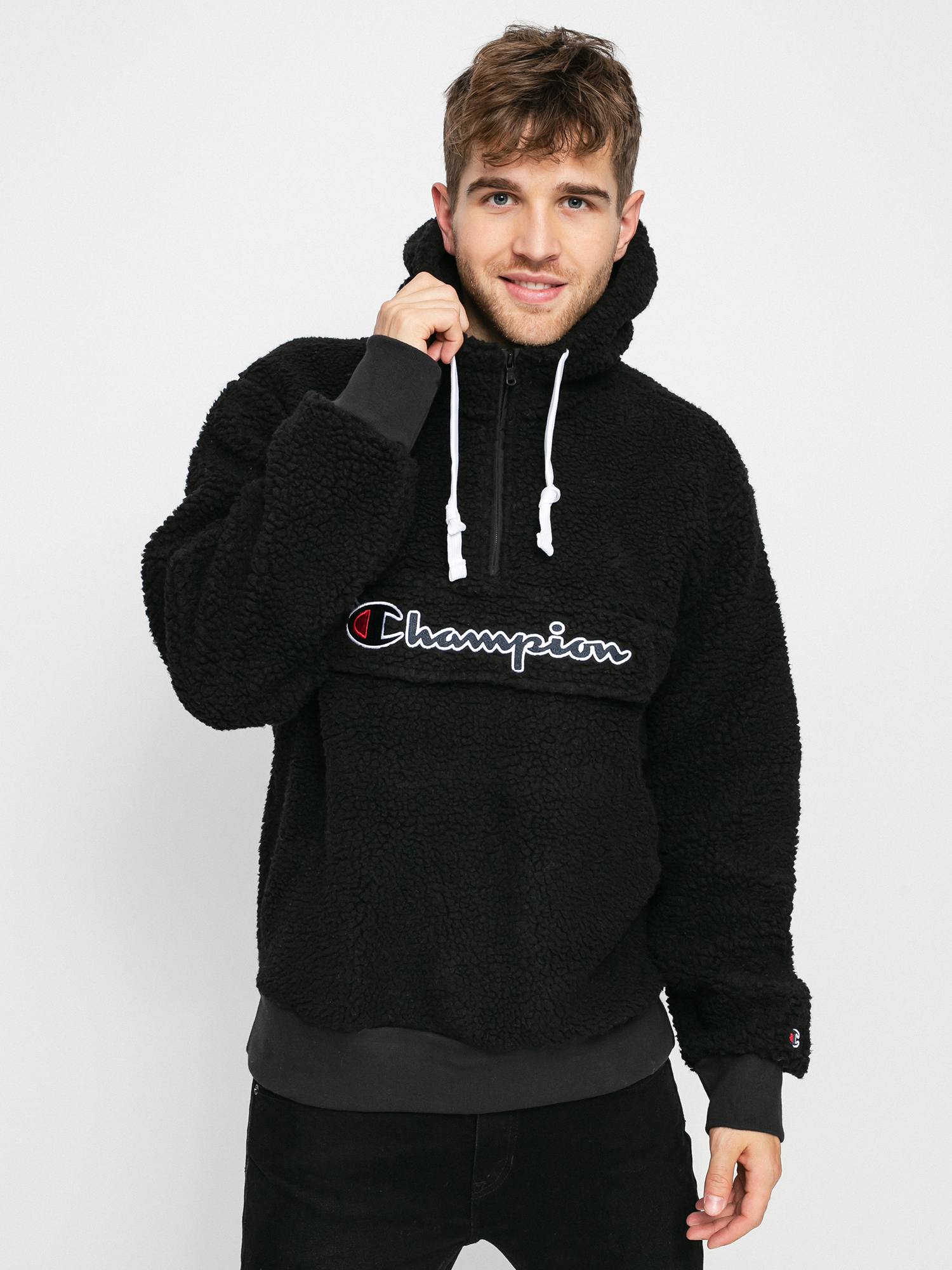 Bluza z kapturem Champion Hooded Half Zip Top 214978 (nbk)