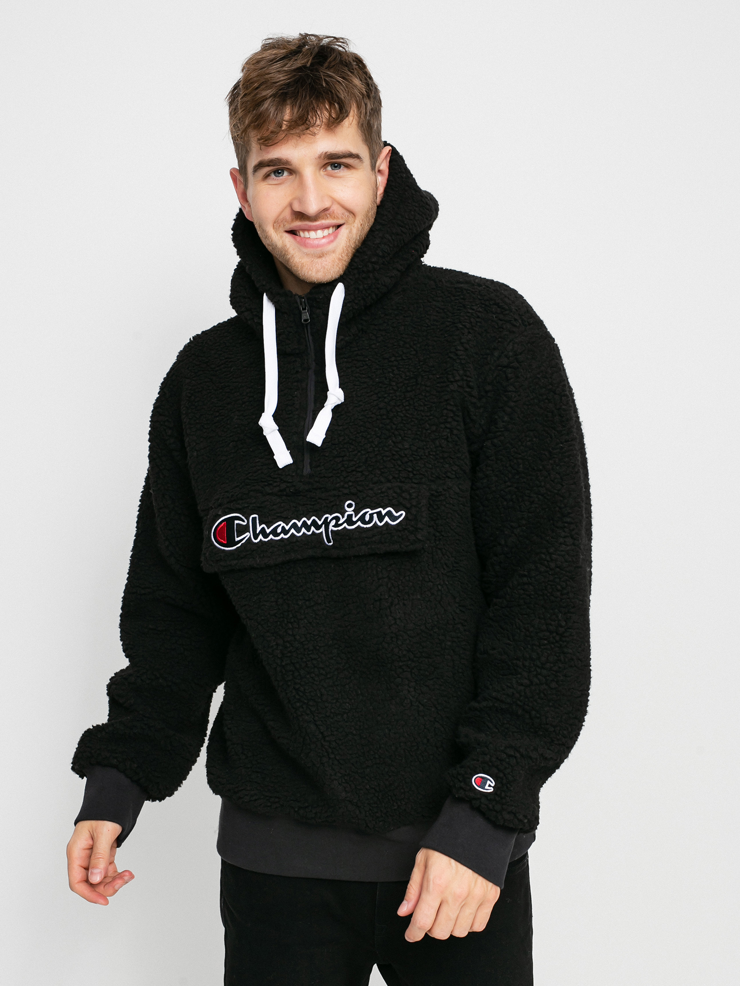 Bluza z kapturem Champion Hooded Half Zip Top 214978 (nbk)