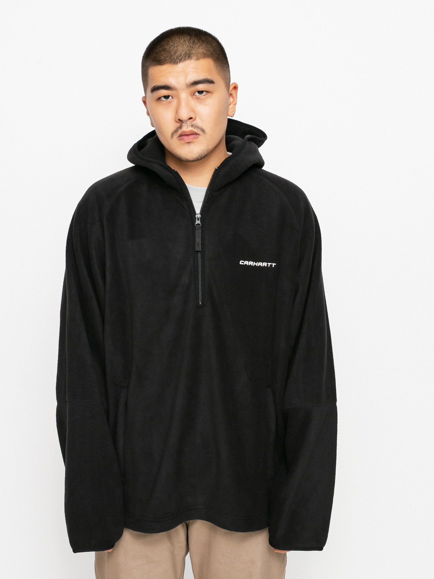 Bluza z kapturem Carhartt WIP Beaumont Half Zip HD (black/wax)