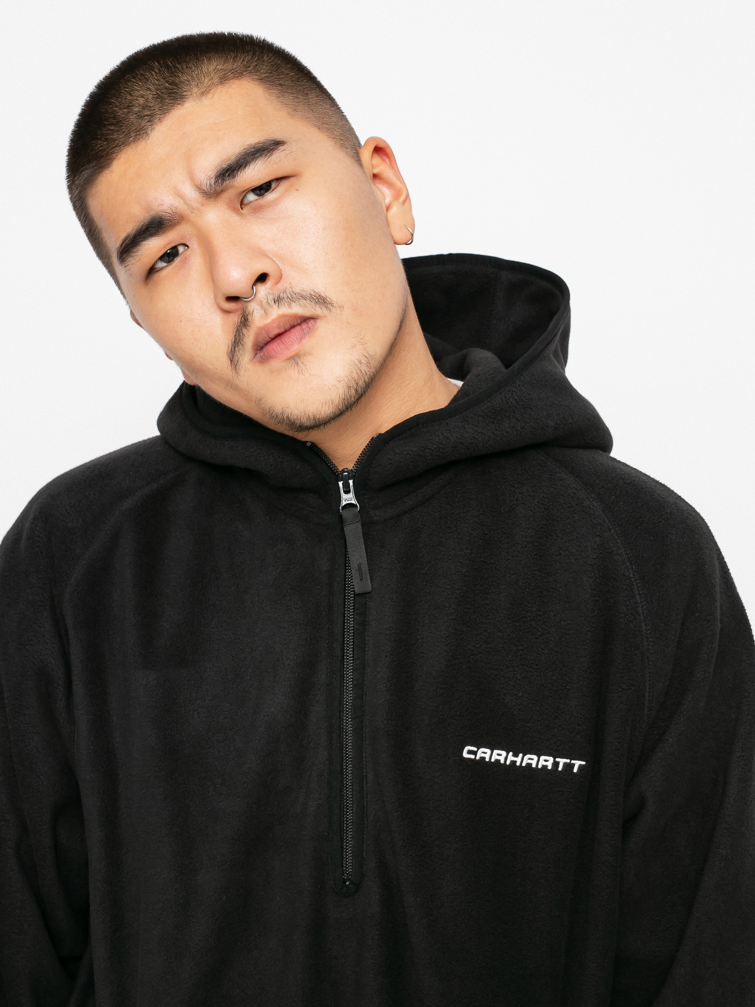 Bluza z kapturem Carhartt WIP Beaumont Half Zip HD (black/wax)