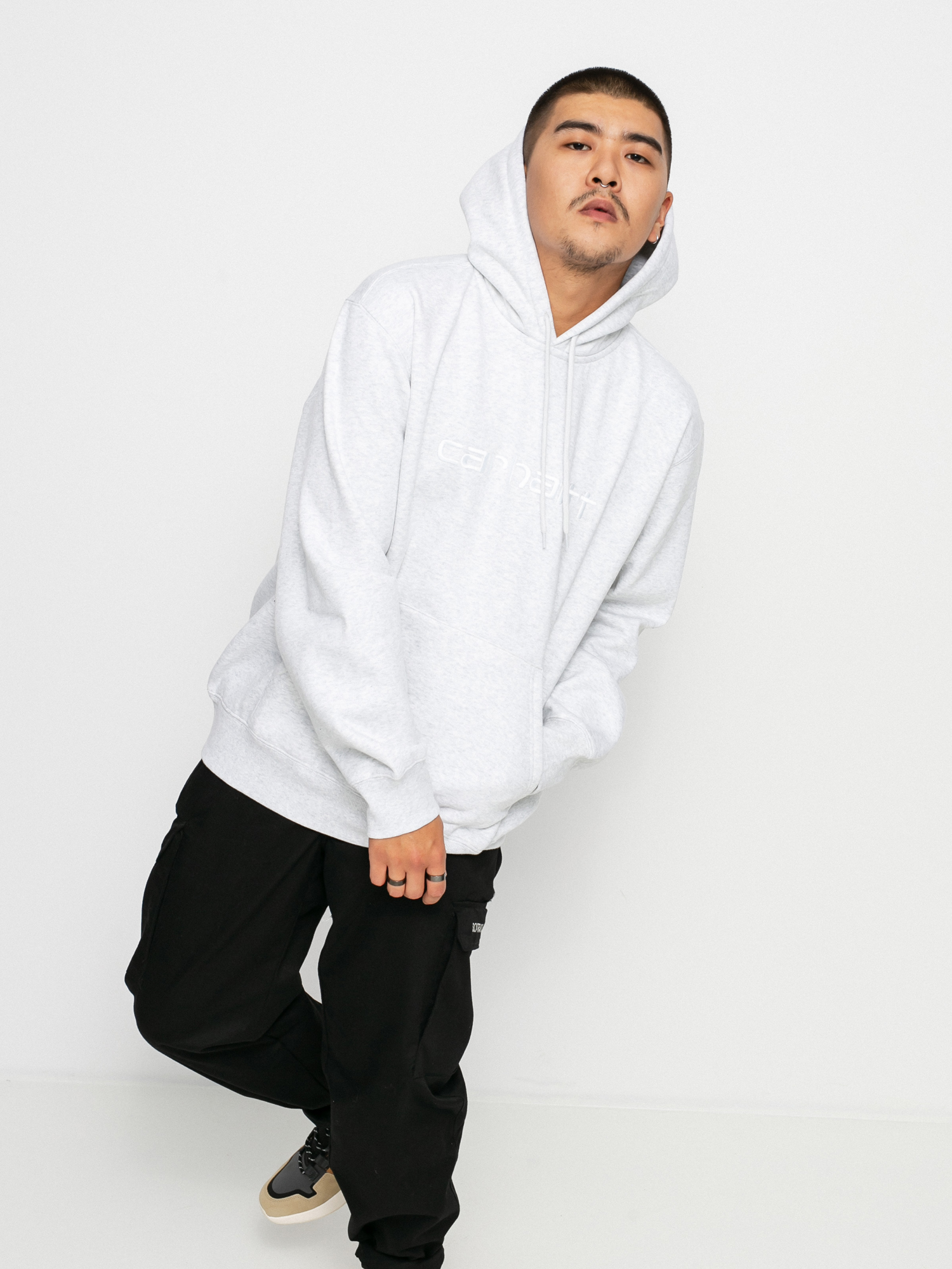 Bluza z kapturem Carhartt WIP Carhartt HD (ash heather/white)