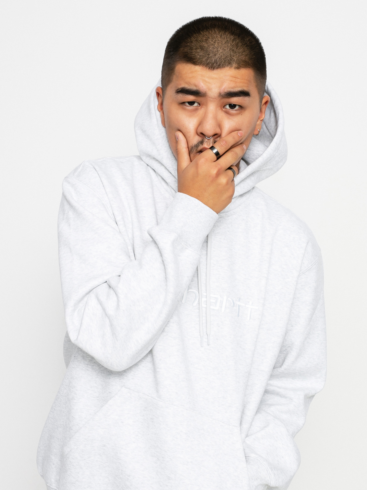 Bluza z kapturem Carhartt WIP Carhartt HD (ash heather/white)