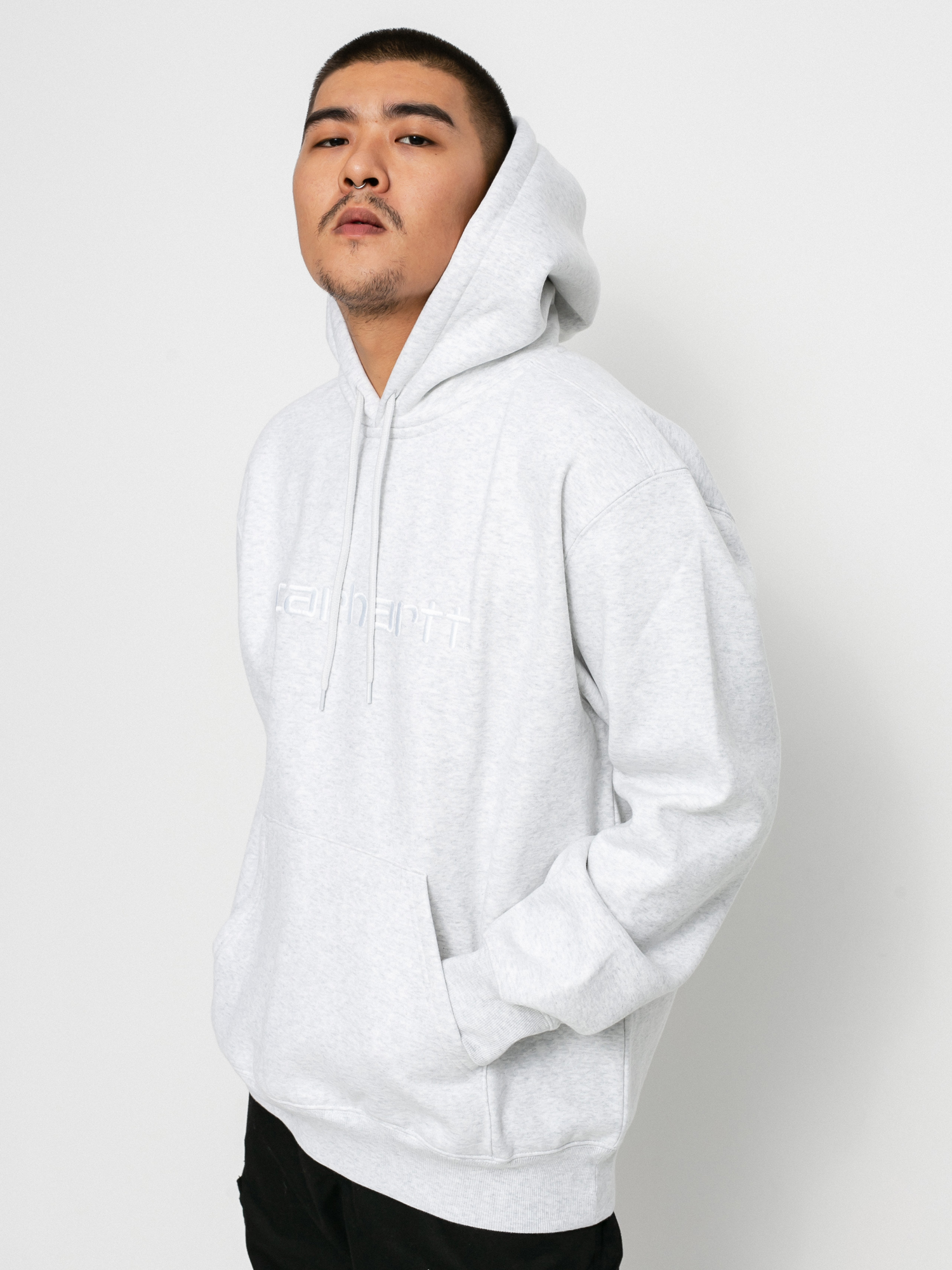 Bluza z kapturem Carhartt WIP Carhartt HD (ash heather/white)