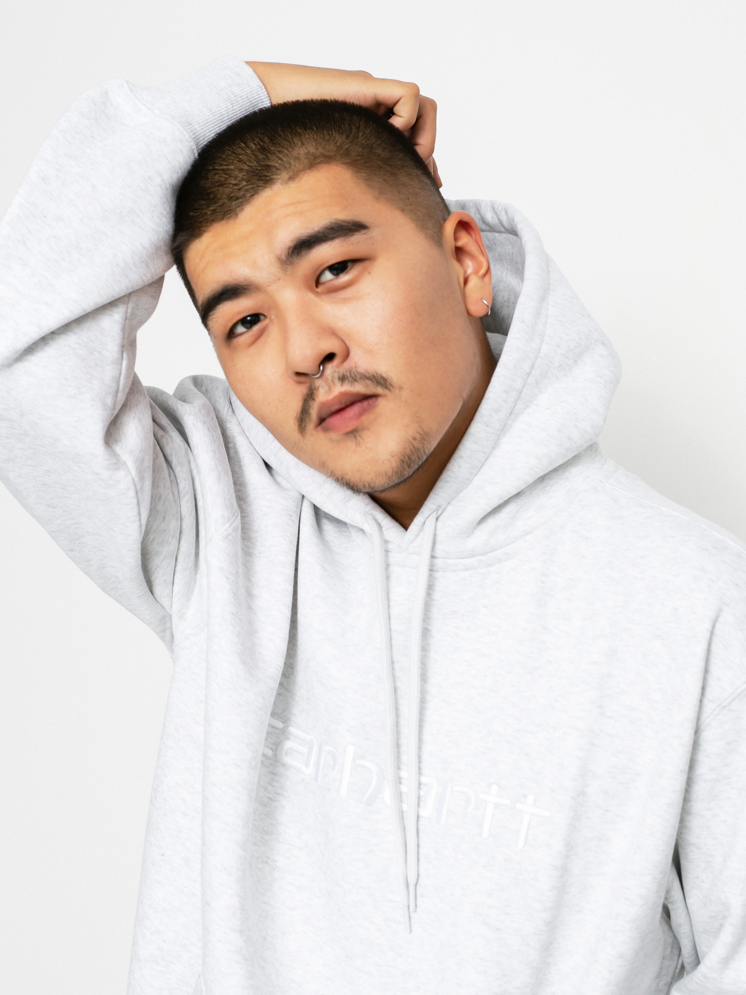Bluza z kapturem Carhartt WIP Carhartt HD (ash heather/white)