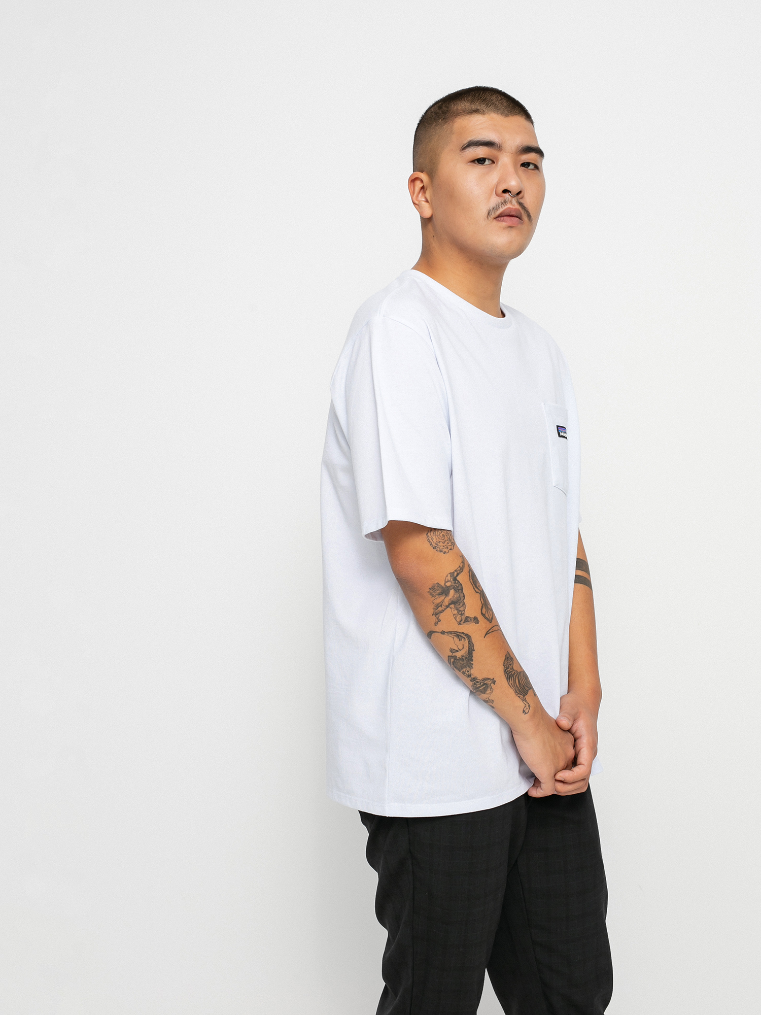T-shirt Patagonia P 6 Label Pocket Responsibili (white)