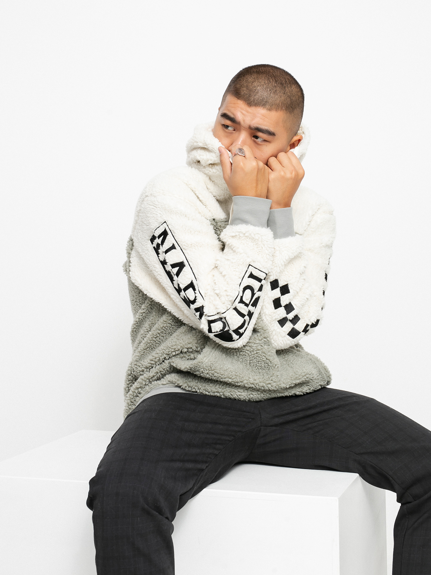 Bluza z kapturem Vans X Napapijri HD (antique white sherpa)
