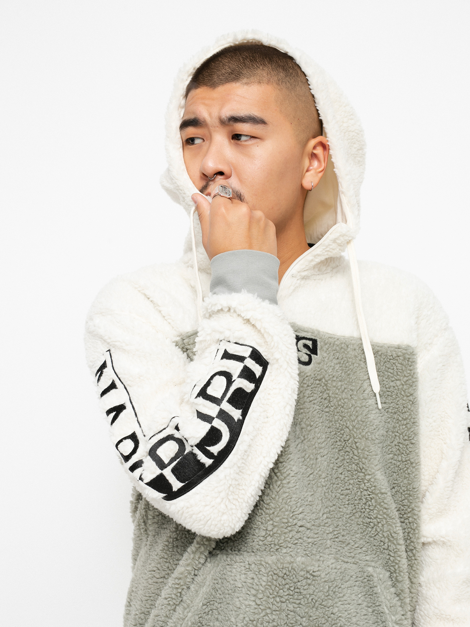 Bluza z kapturem Vans X Napapijri HD (antique white sherpa)