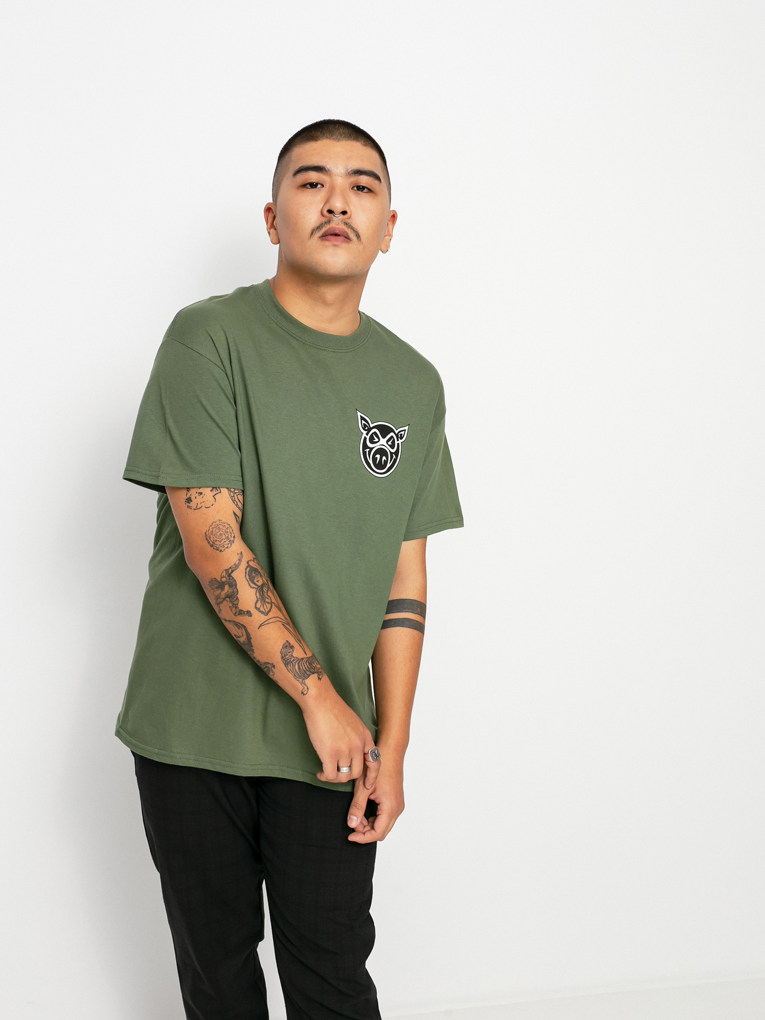 T-shirt Pig F And B Head (military)