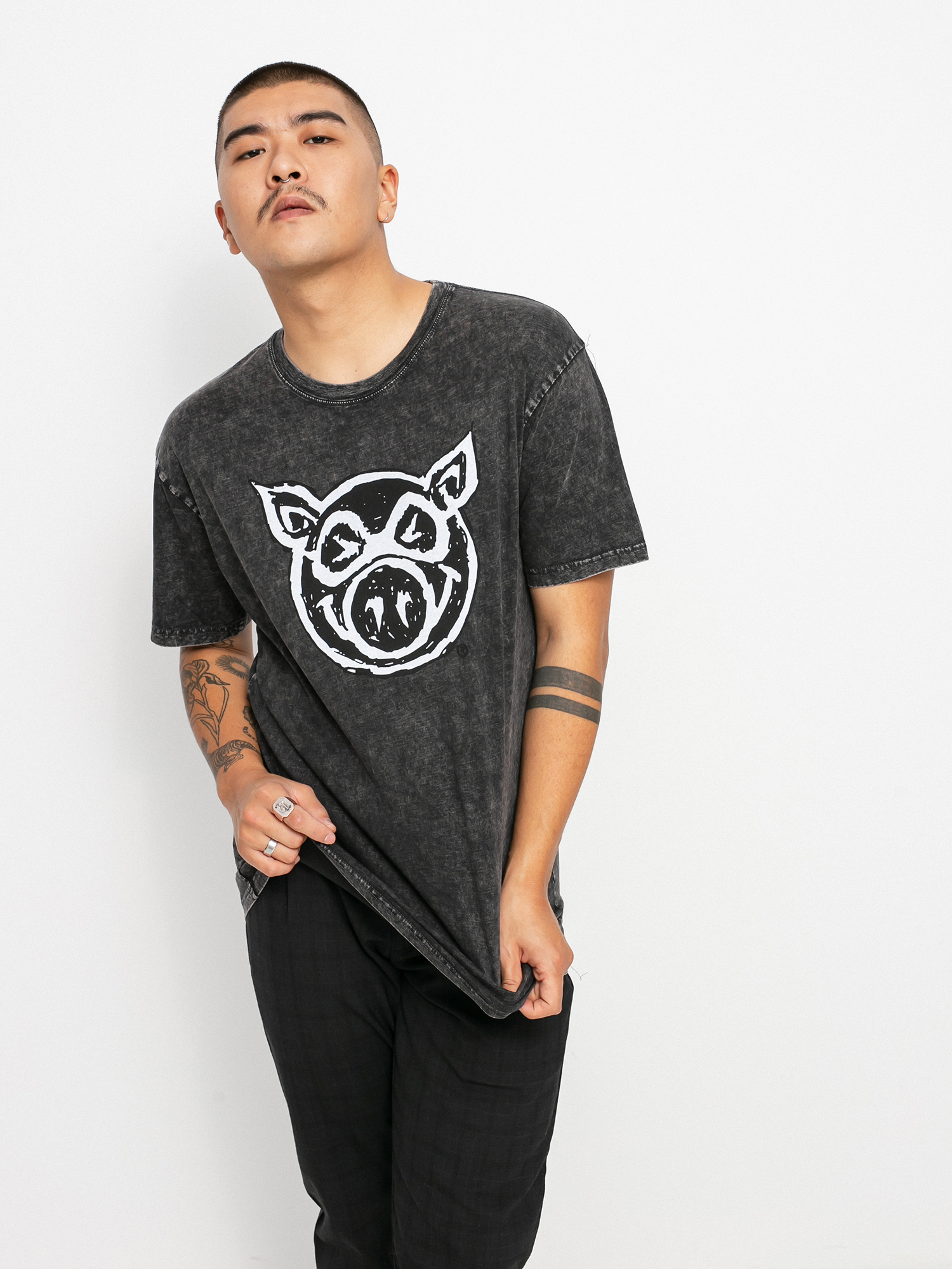 T-shirt Pig Stonewash (black)