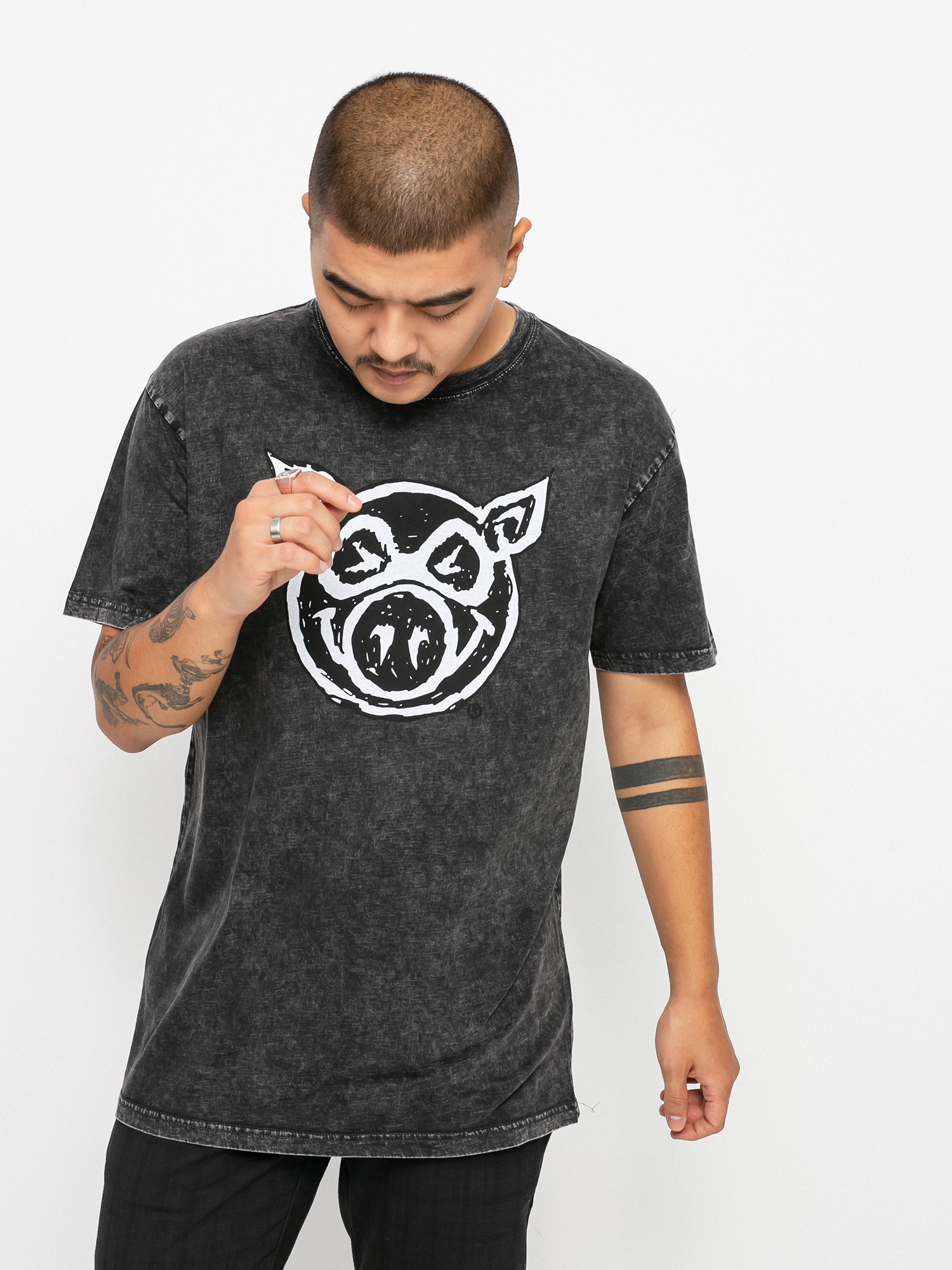 T-shirt Pig Stonewash (black)