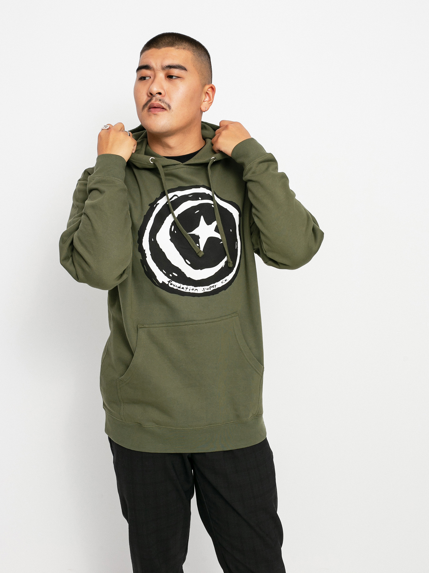Bluza z kapturem Foundation Star And Moon HD (army)