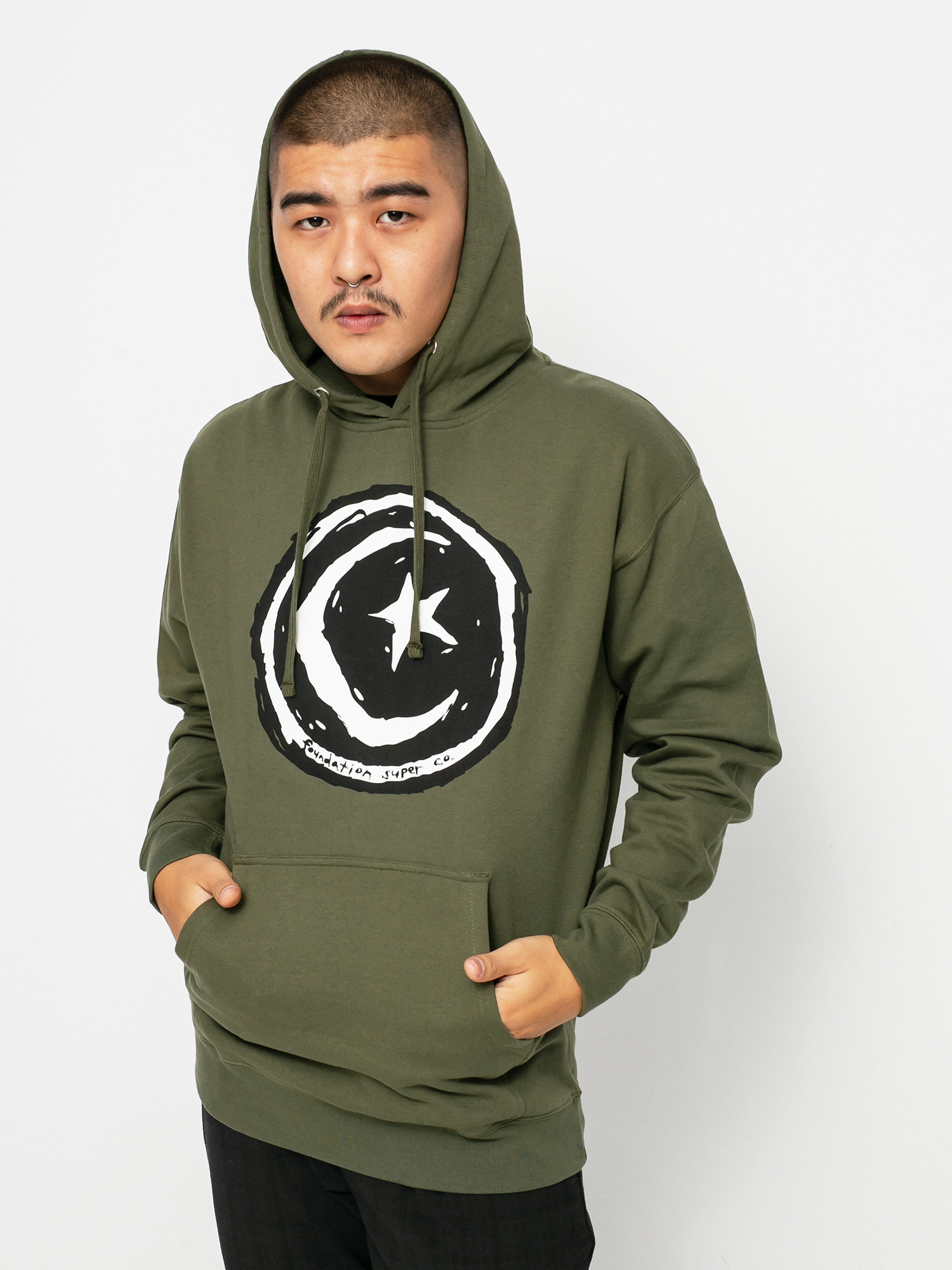Bluza z kapturem Foundation Star And Moon HD (army)
