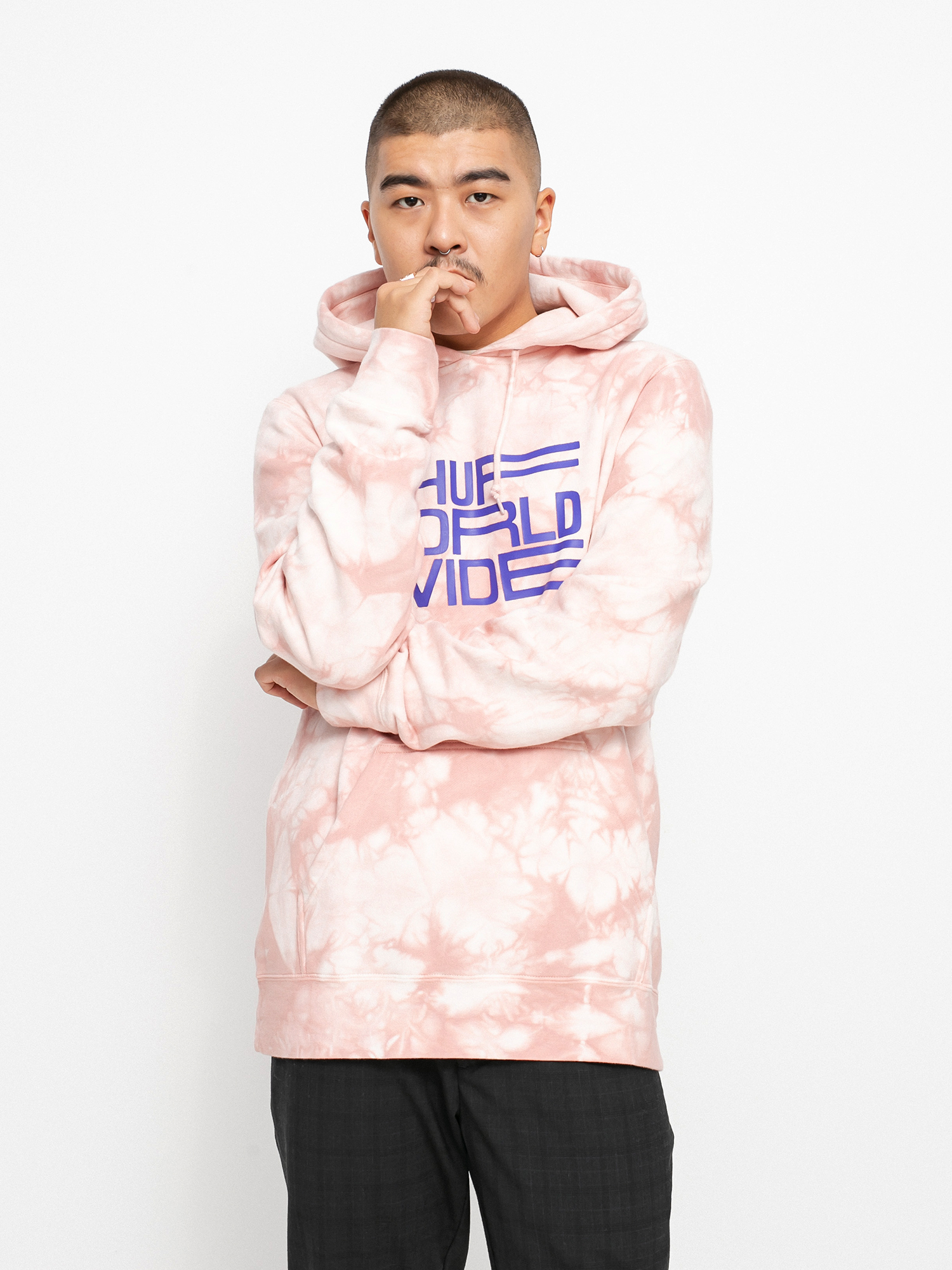 Bluza z kapturem HUF Broadcast Tiedye HD (coral)