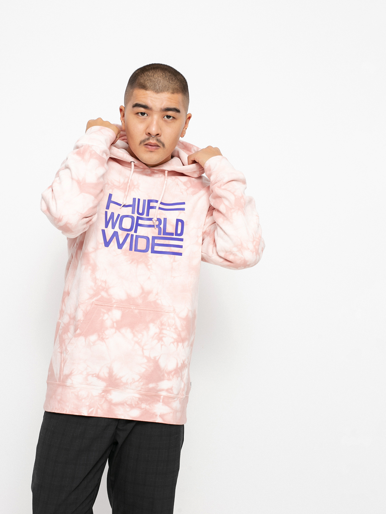 Bluza z kapturem HUF Broadcast Tiedye HD (coral)