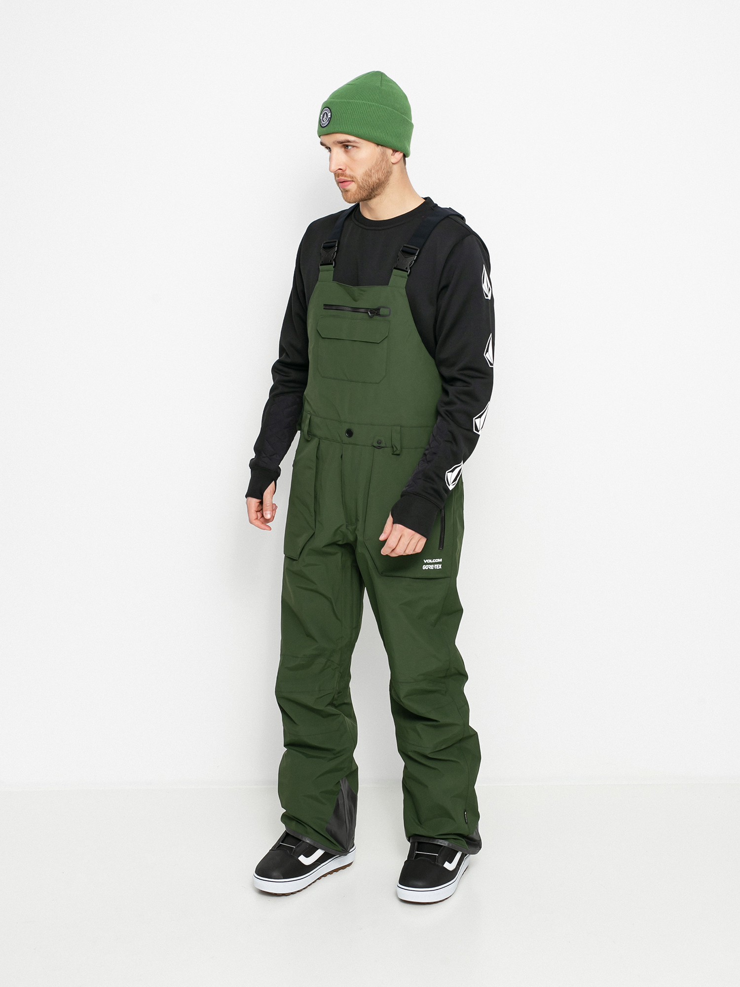 Męskie Spodnie snowboardowe Volcom Rain Gore Bib Overall (saturated green)