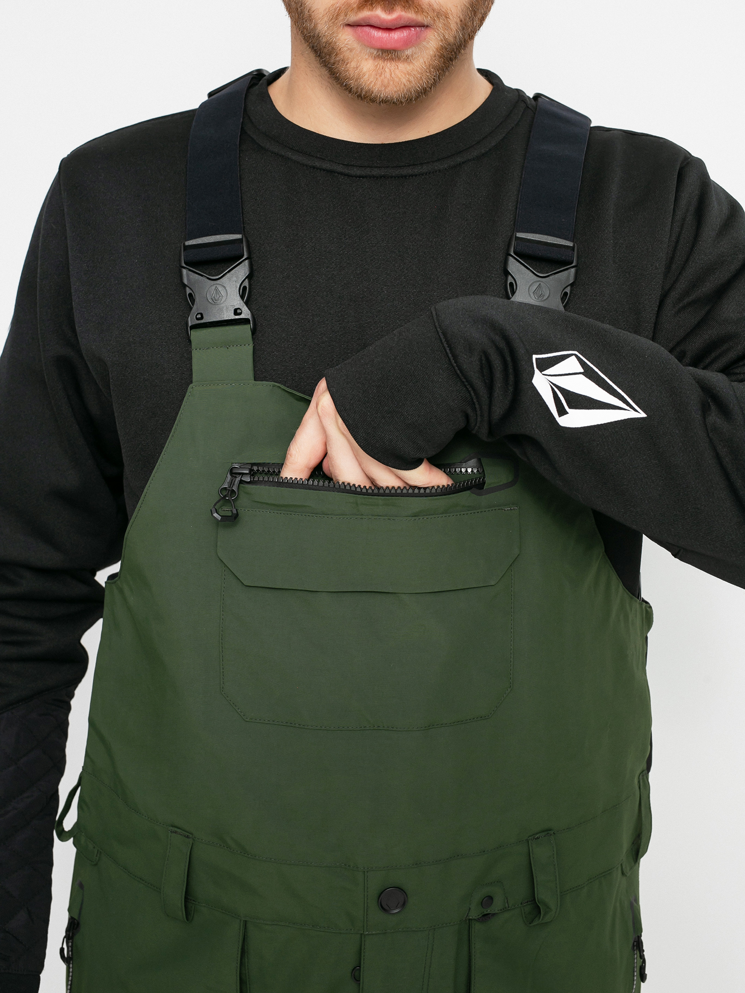 Męskie Spodnie snowboardowe Volcom Rain Gore Bib Overall (saturated green)