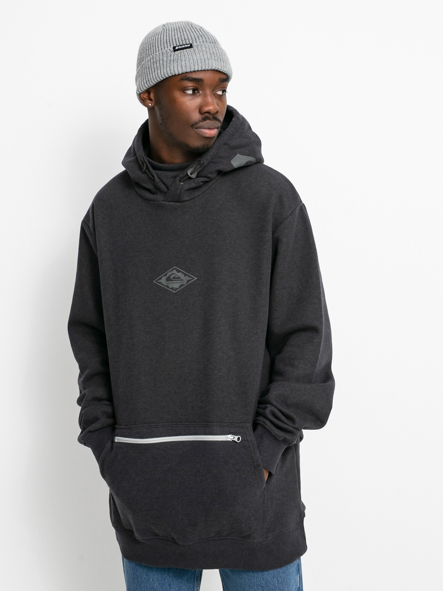 Męska Bluza z kapturem Quiksilver Big Logo Tech HD (black heather)