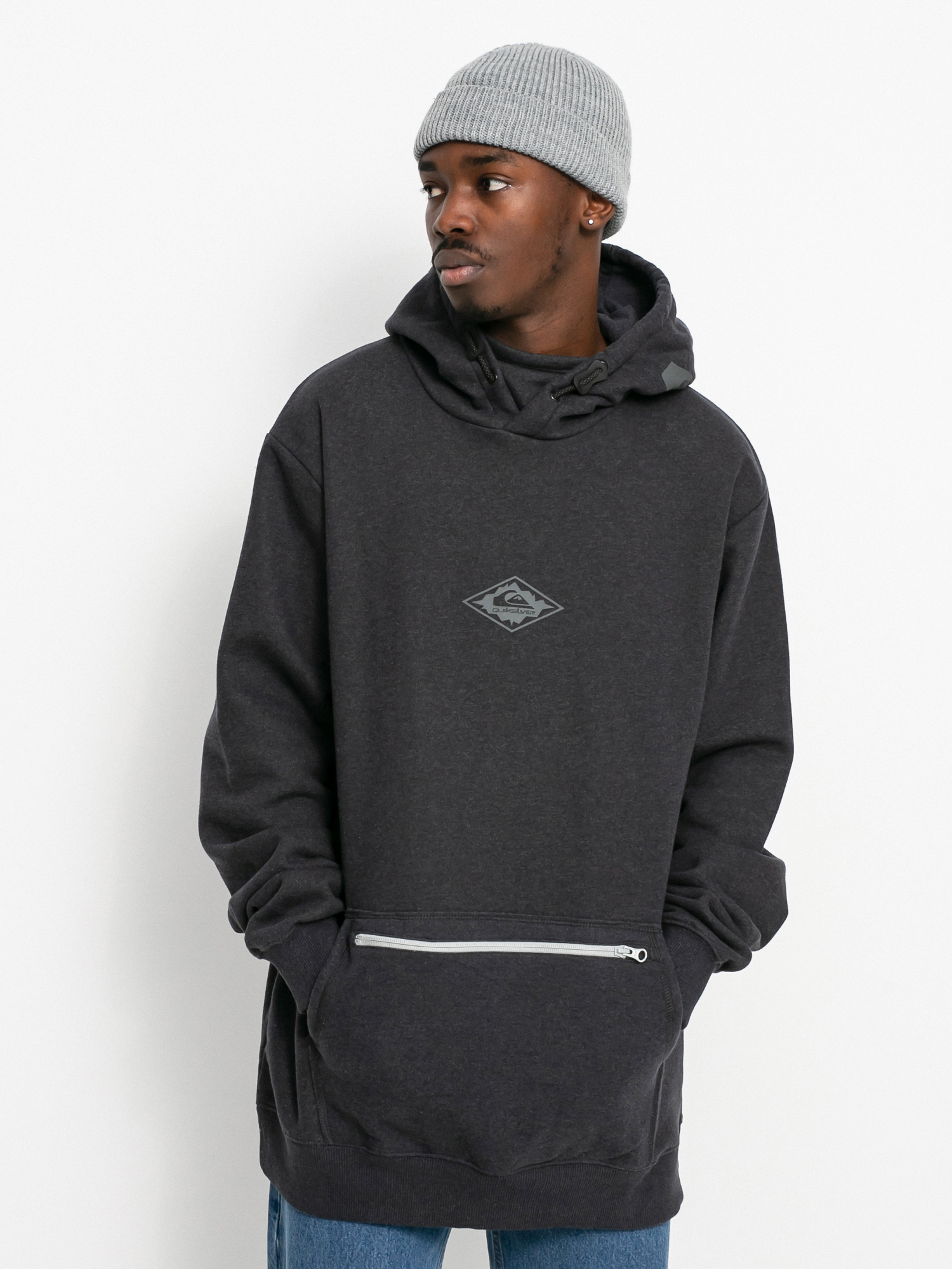 Męska Bluza z kapturem Quiksilver Big Logo Tech HD (black heather)