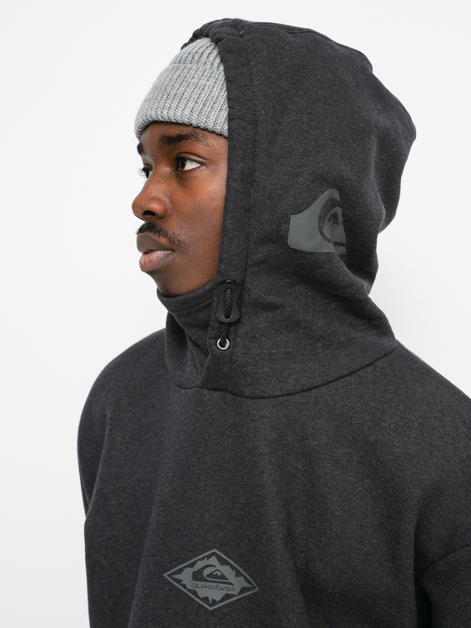 Męska Bluza z kapturem Quiksilver Big Logo Tech HD (black heather)