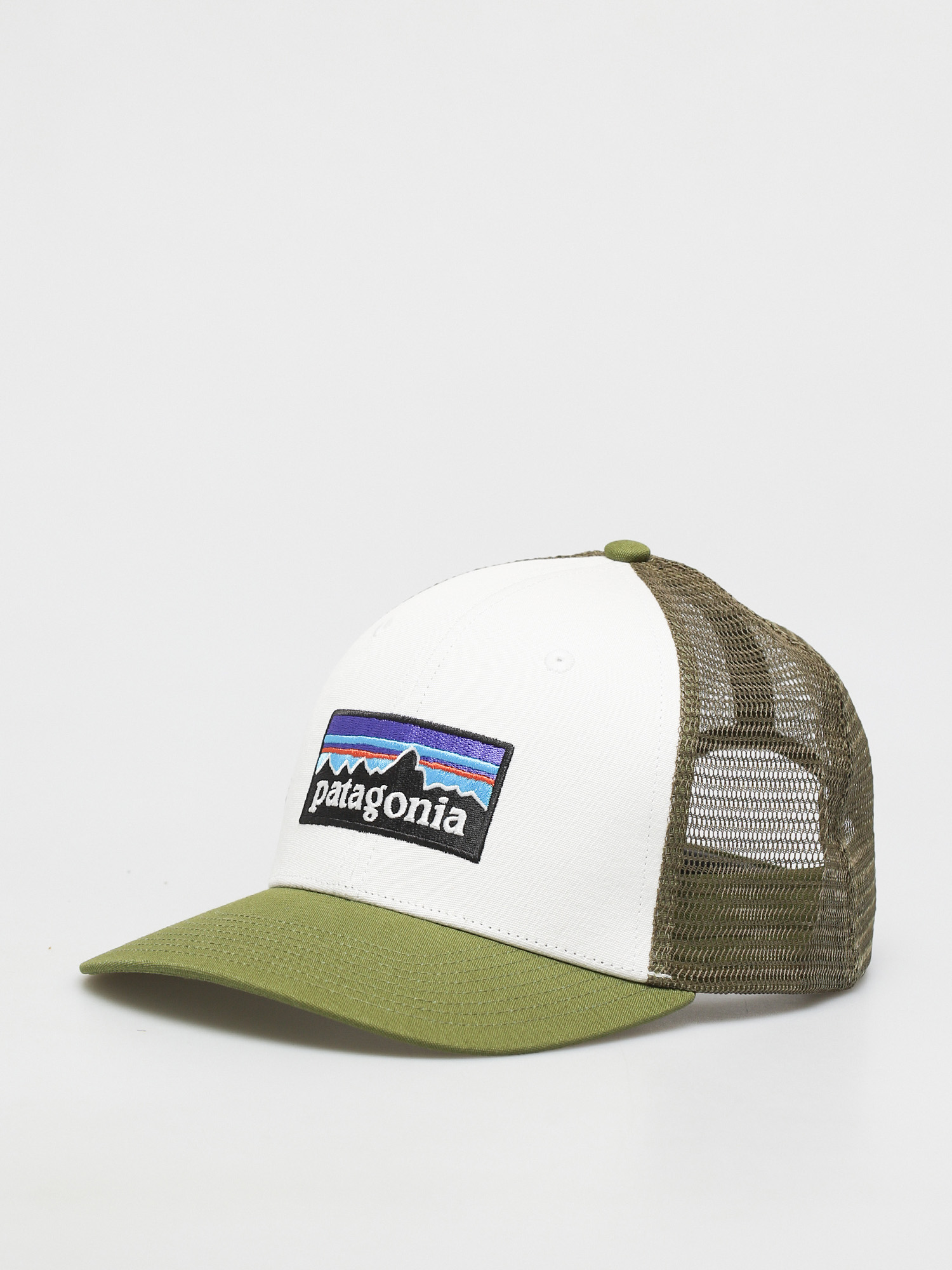 Czapka z daszkiem Patagonia P 6 Logo Trucker (white w/palo green)