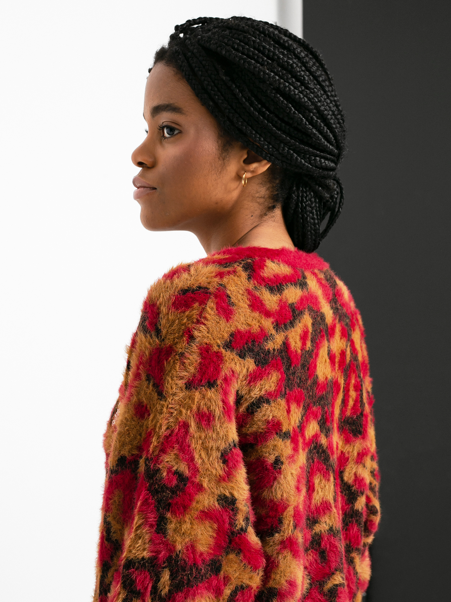 Sweter HUF Leopard Knit Duster Wmn (bloodstone)