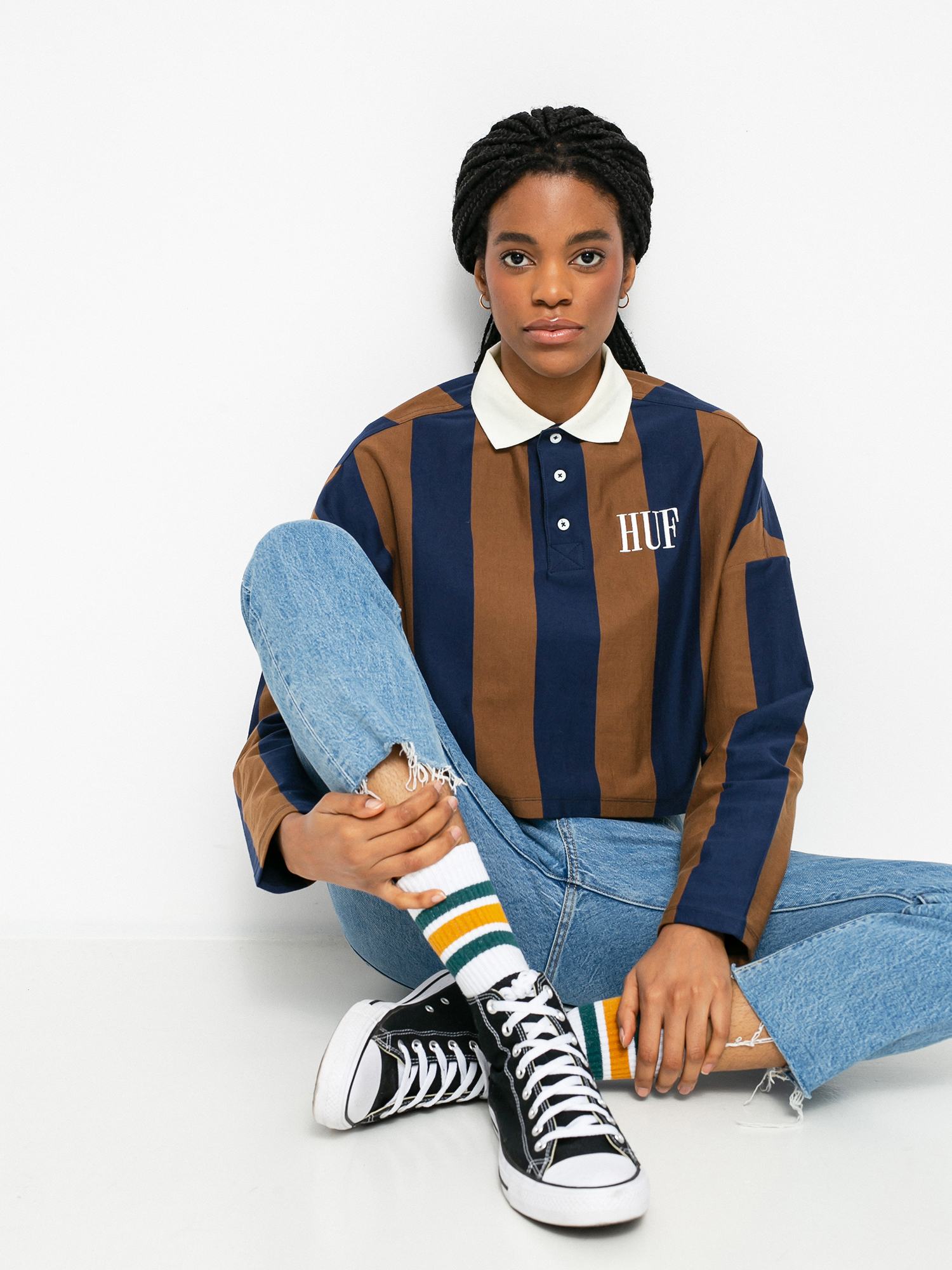 Longsleeve HUF Marka Crop Polo Wmn (toffee)