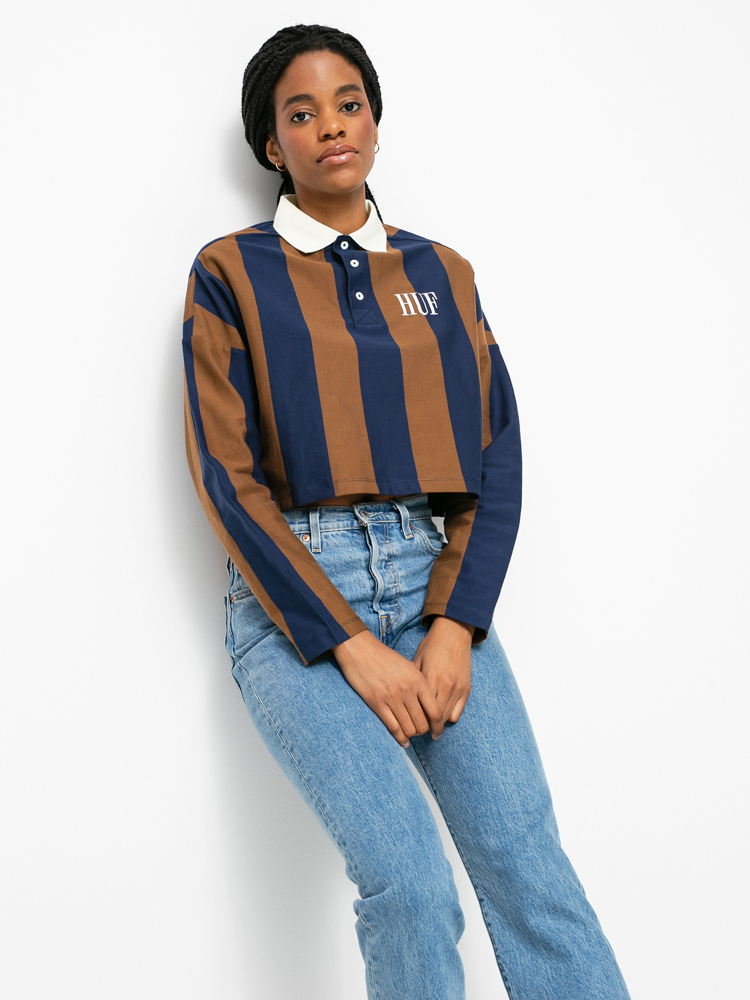 Longsleeve HUF Marka Crop Polo Wmn (toffee)