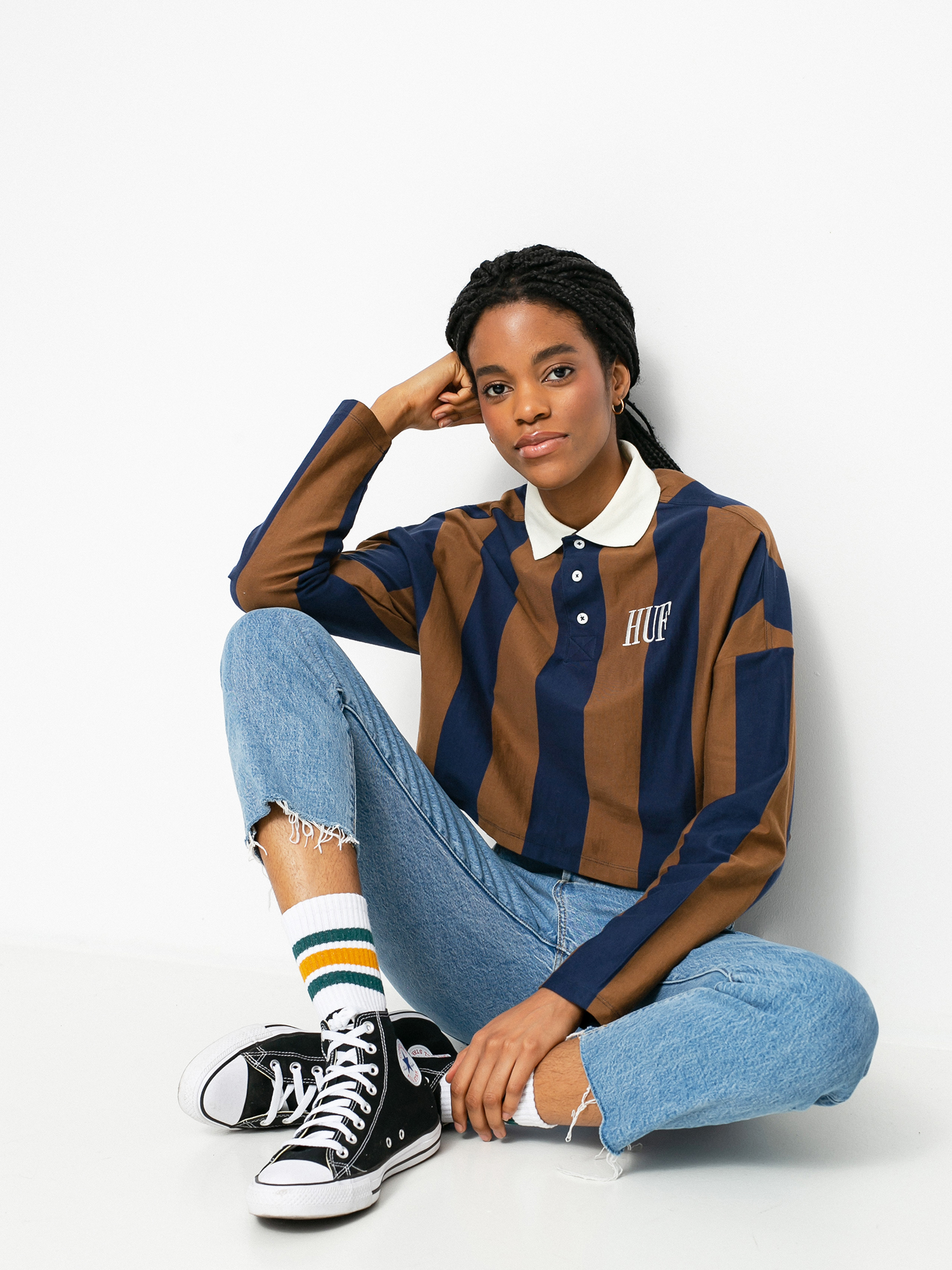 Longsleeve HUF Marka Crop Polo Wmn (toffee)