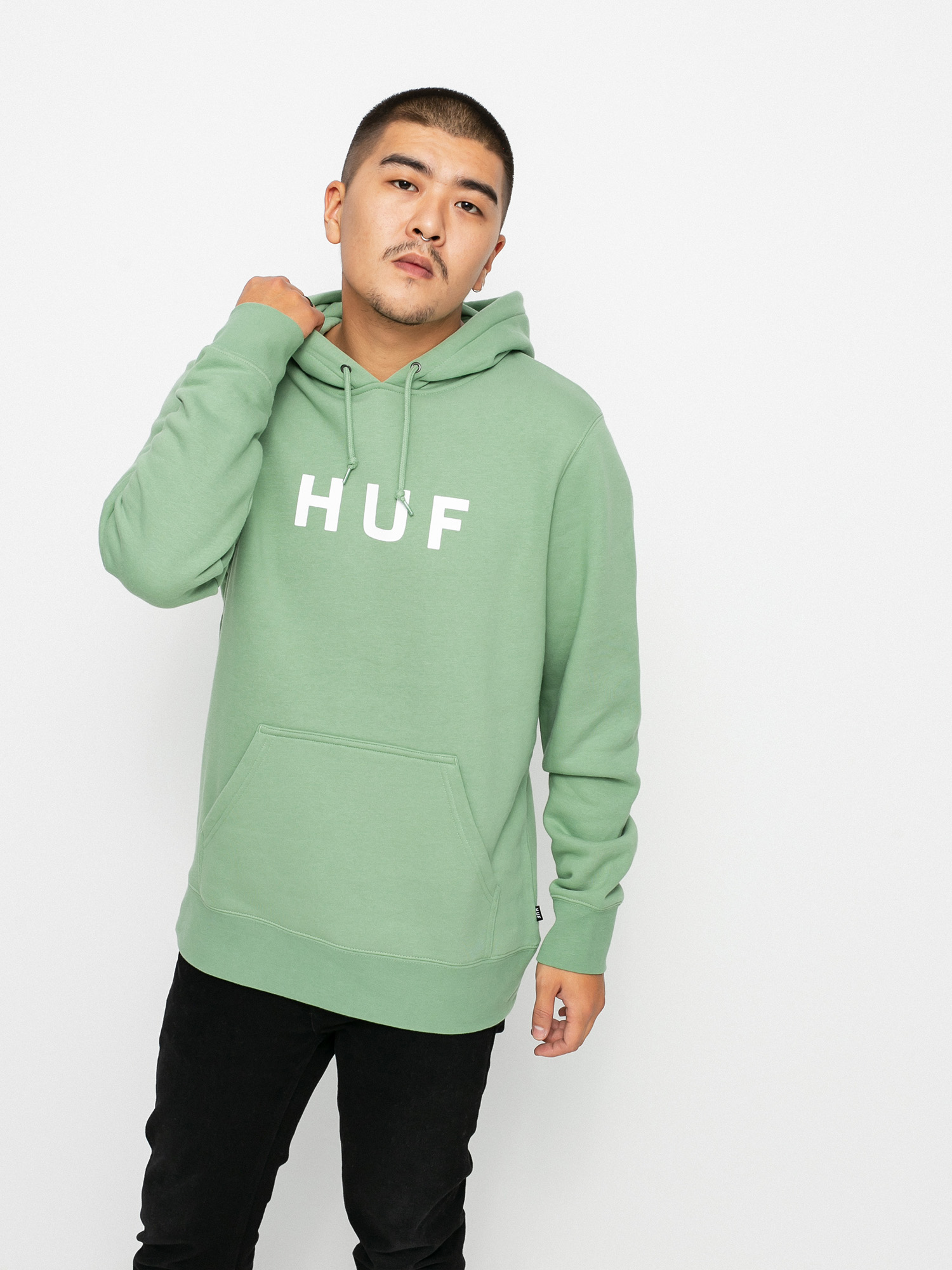 Bluza z kapturem HUF Essentials OG Logo HD (basil)