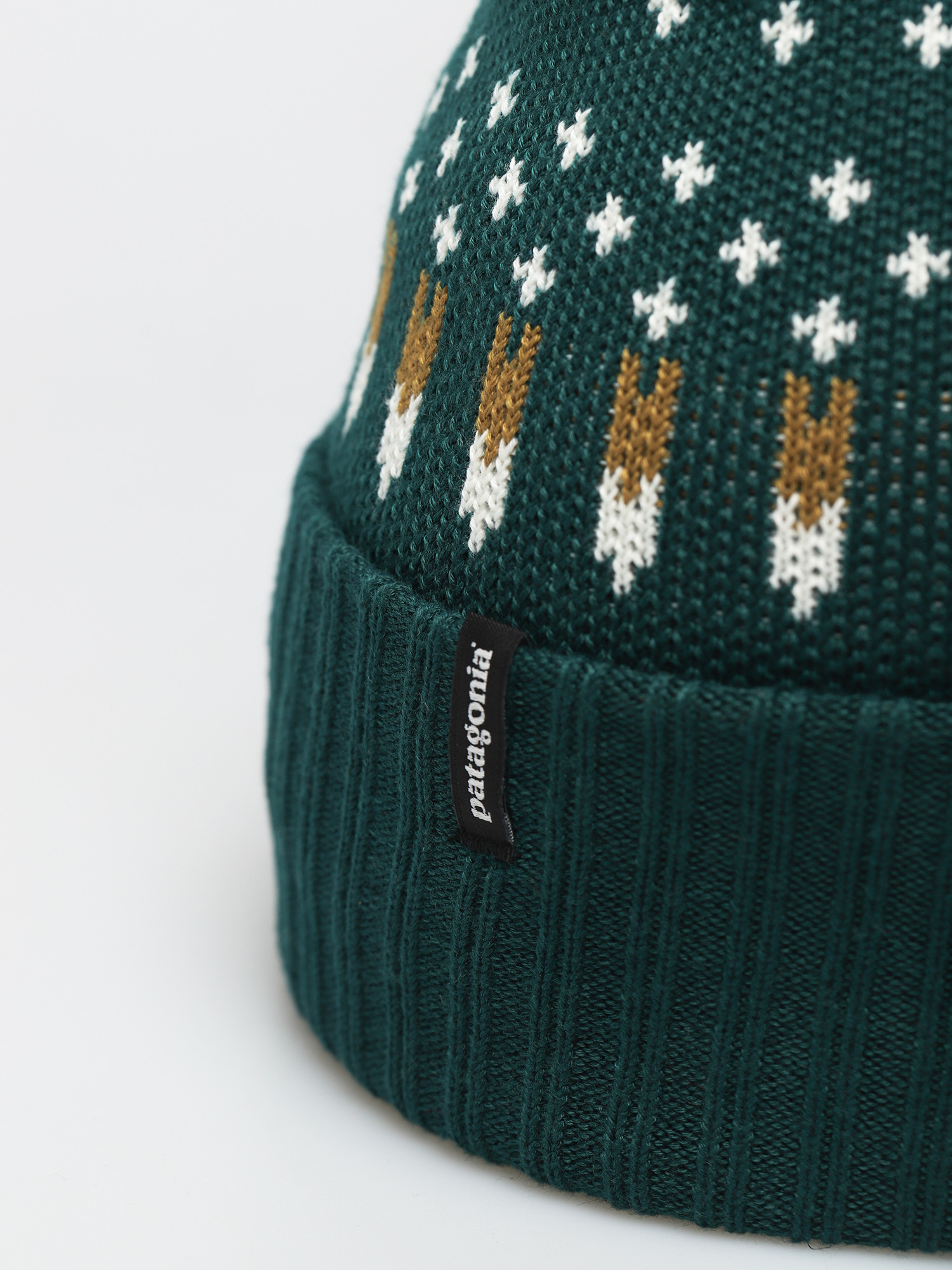 Czapka zimowa Patagonia Powder Town (snowfall knit/dark borealis green)