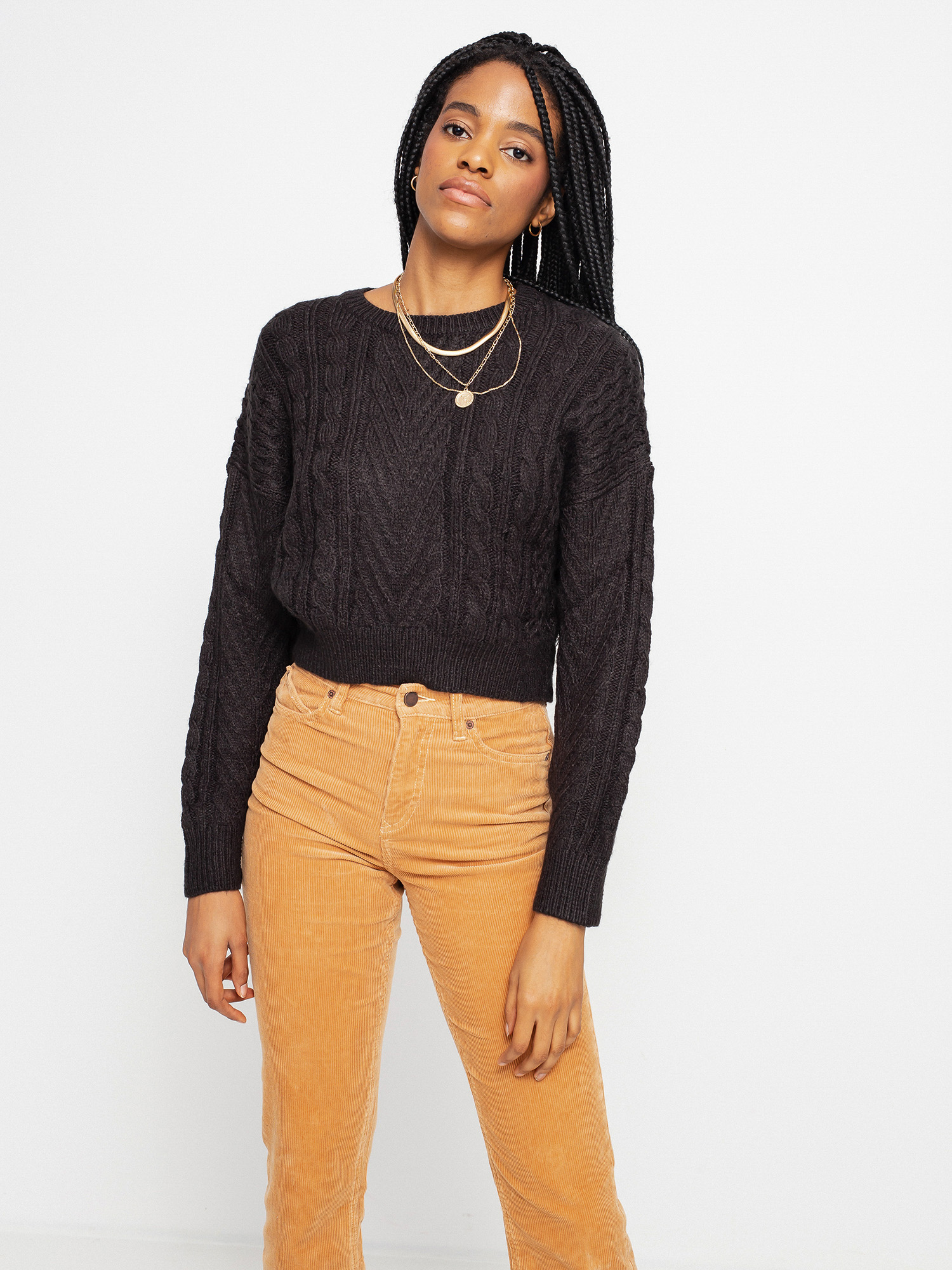 Sweter Volcom Cabled Babe Sweater Wmn (black)