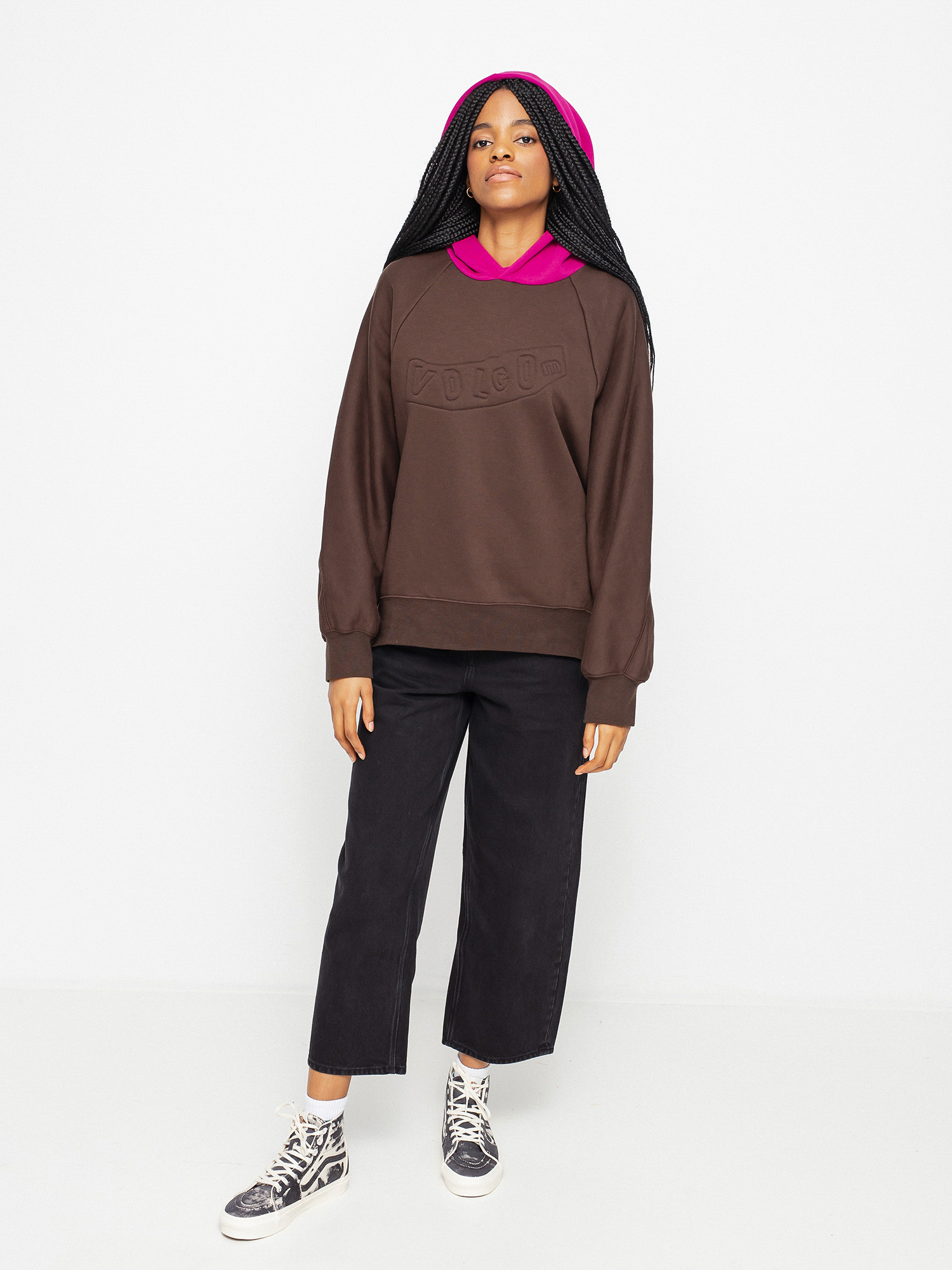 Bluza z kapturem Volcom Weirdi HD Wmn (dark brown)