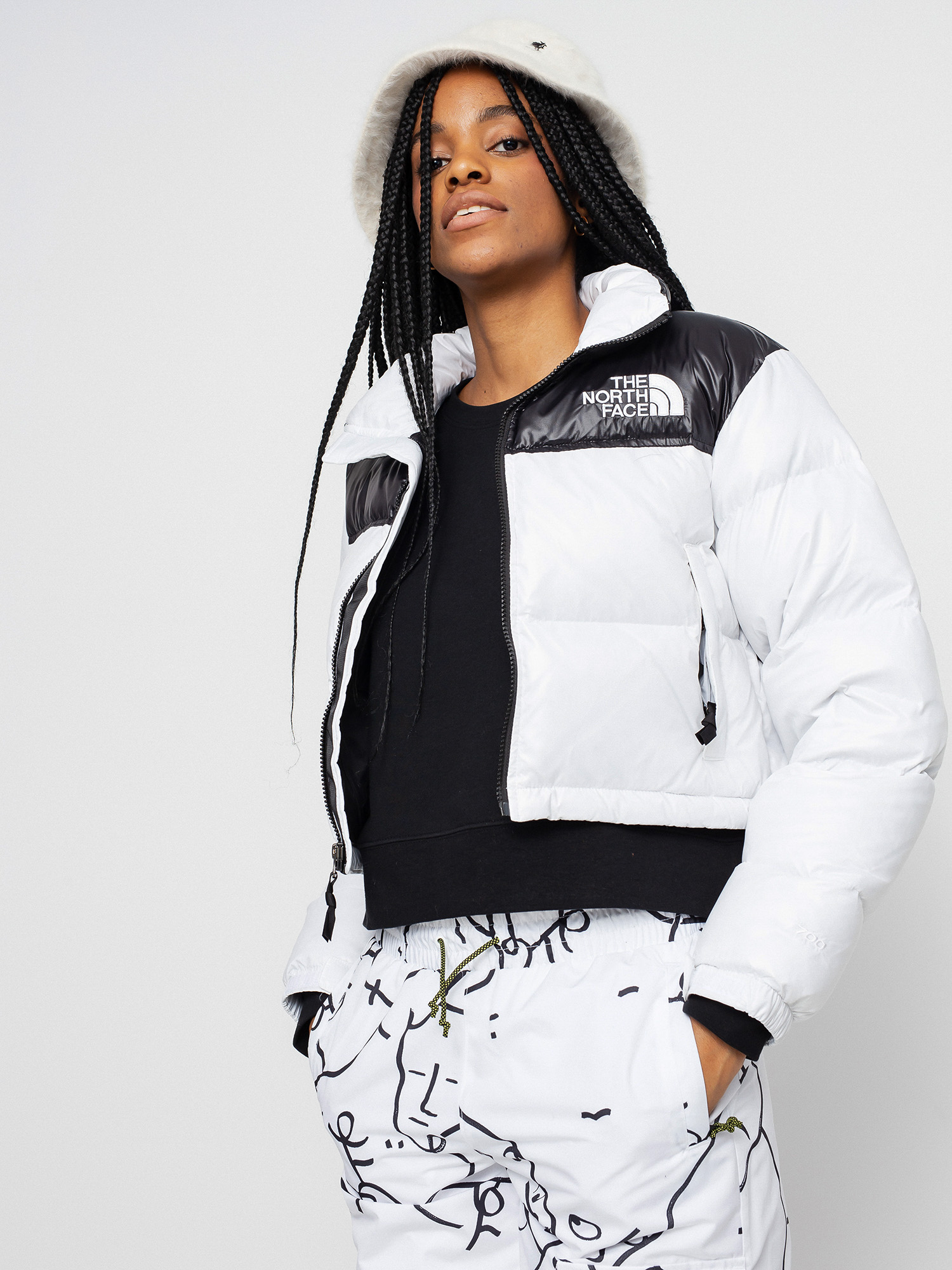 Kurtka The North Face Nuptse Short Wmn (tnf white/tnf black)