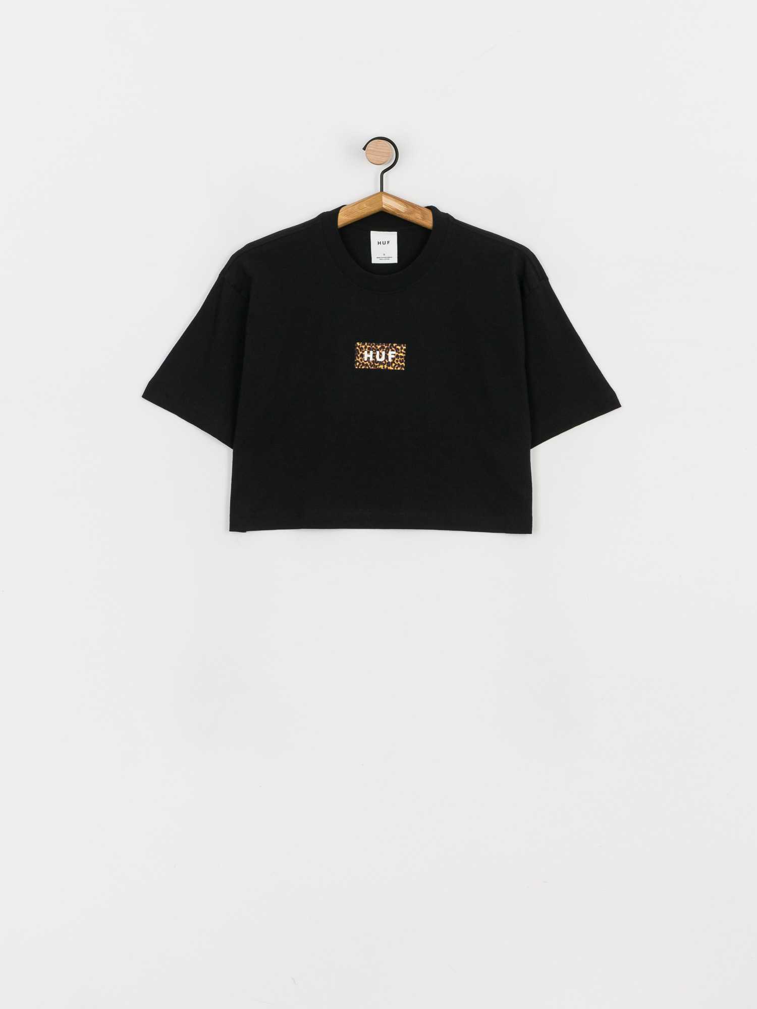 T-shirt HUF Leopard Bar Logo Crop Wmn (black)