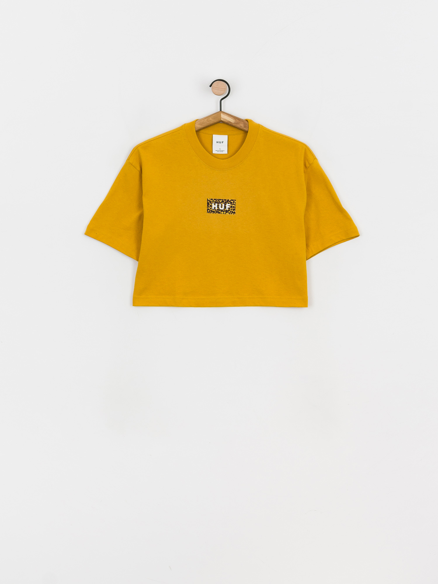 T-shirt HUF Leopard Bar Logo Crop Wmn (gold)