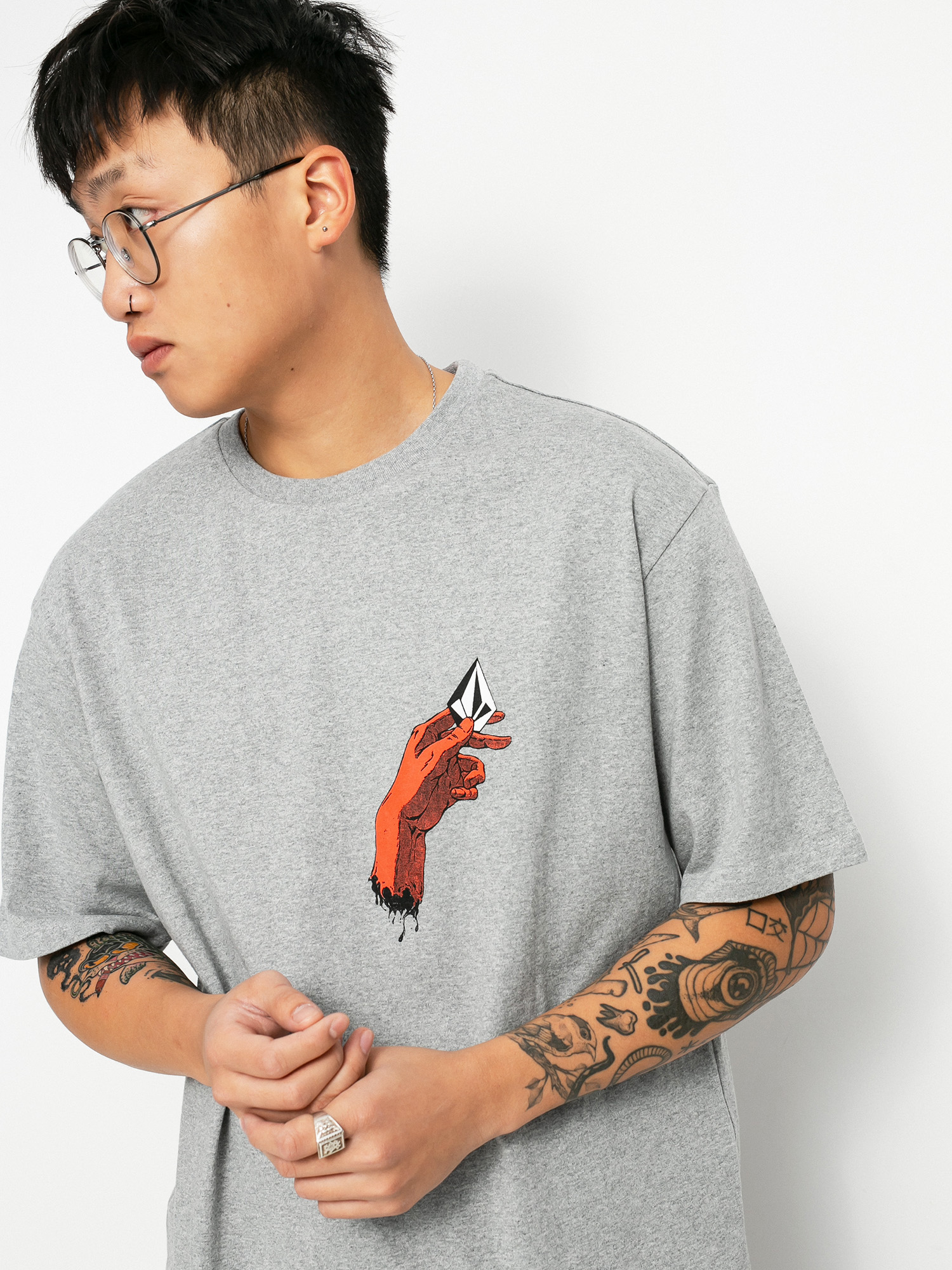 T-shirt Volcom Hand Down Lse (heather grey)