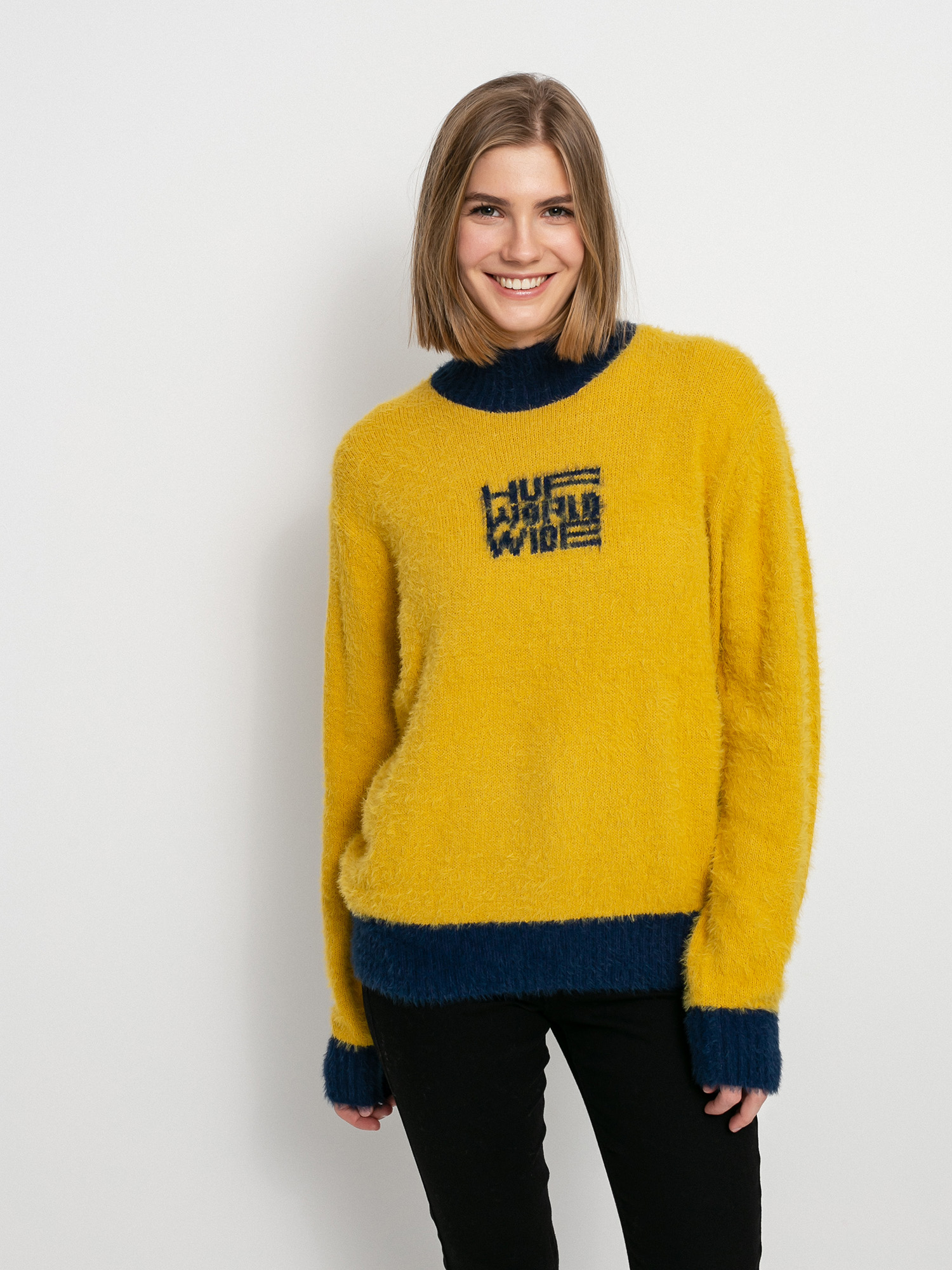 Sweter HUF Disorder Jacquard Wmn (gold)